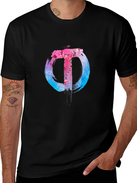 TazzAssIn Watercolor Cherry Blossom Logo Unisex Short Sleeve Soft Cotton T-Shirt – Casual Everyday Wear