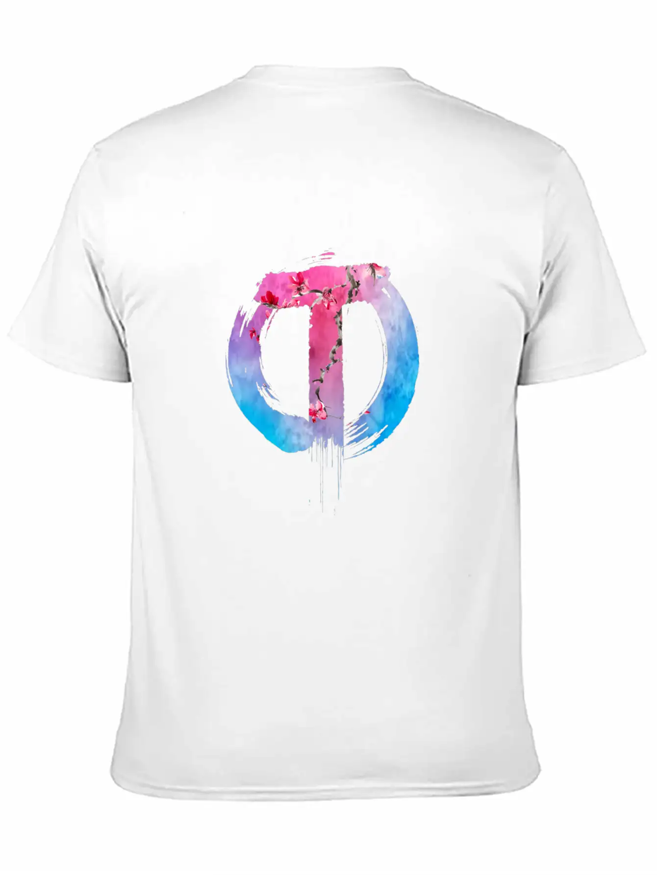 TazzAssIn Watercolor Cherry Blossom Logo Unisex Short Sleeve Soft Cotton T-Shirt – Casual Everyday Wear
