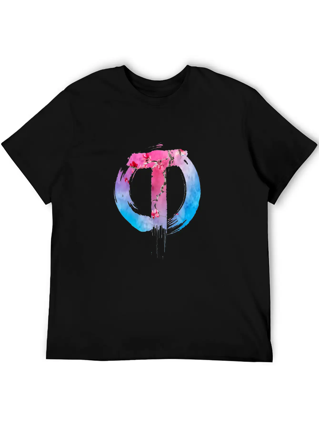 TazzAssIn Watercolor Cherry Blossom Logo Unisex Short Sleeve Soft Cotton T-Shirt – Casual Everyday Wear