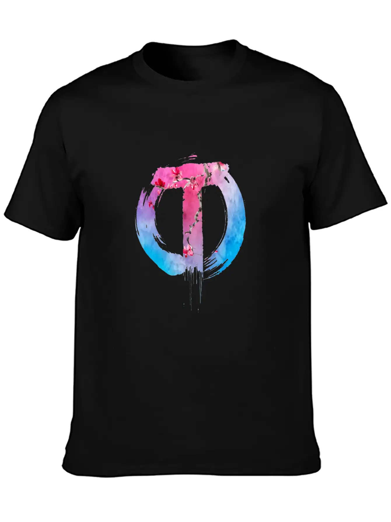 TazzAssIn Watercolor Cherry Blossom Logo Unisex Short Sleeve Soft Cotton T-Shirt – Casual Everyday Wear
