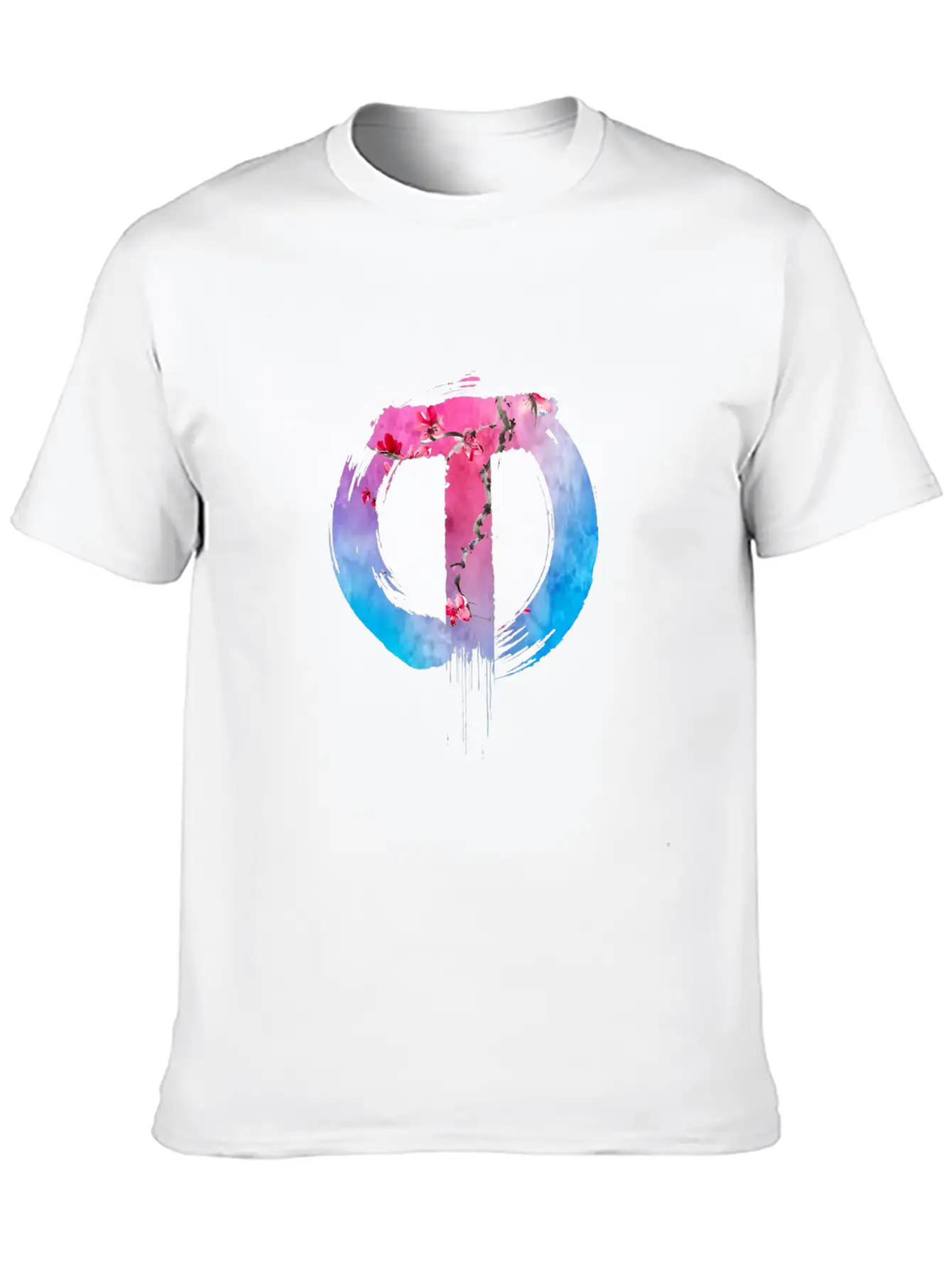 TazzAssIn Watercolor Cherry Blossom Logo Unisex Short Sleeve Soft Cotton T-Shirt – Casual Everyday Wear