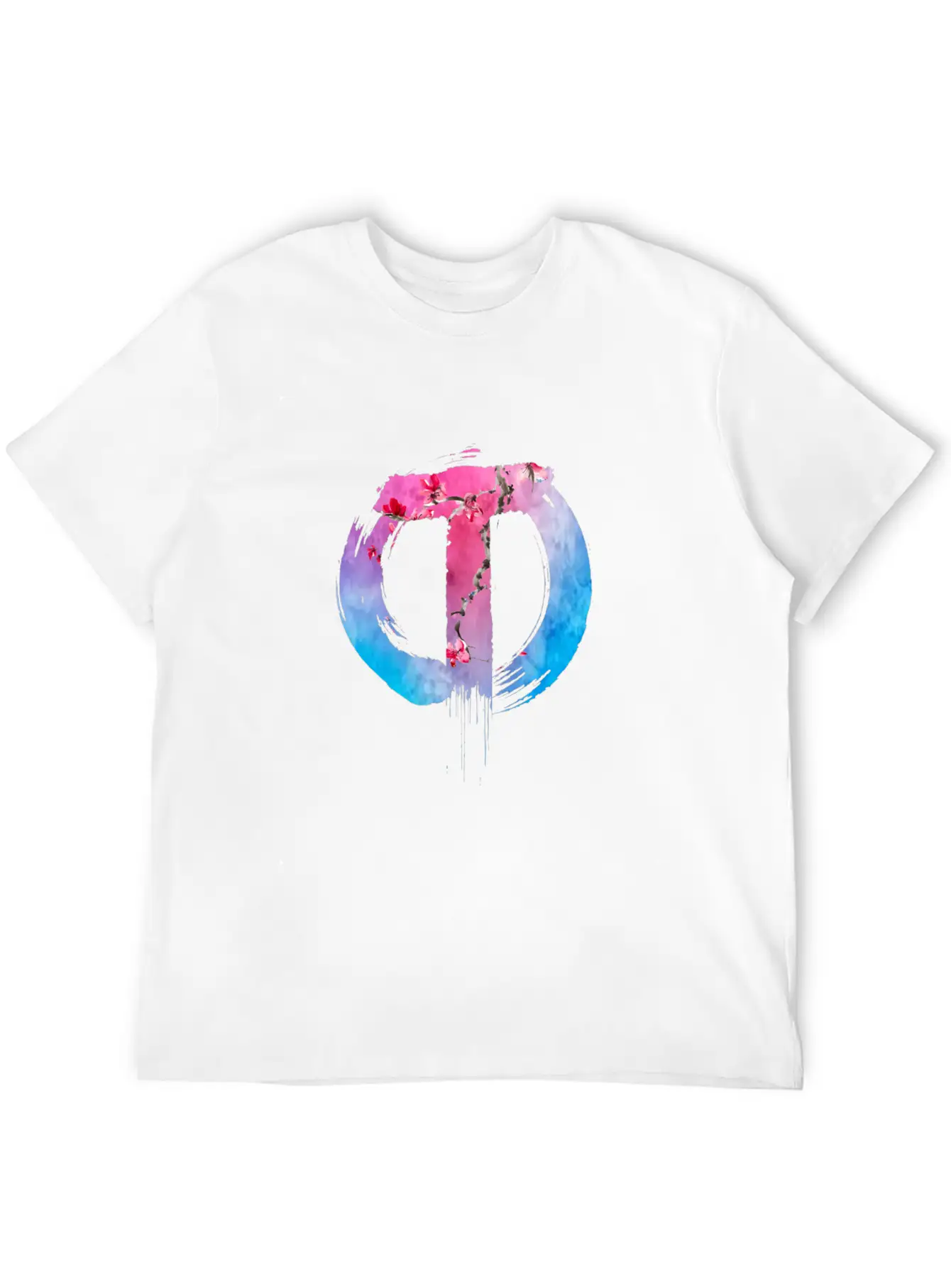 TazzAssIn Watercolor Cherry Blossom Logo Unisex Short Sleeve Soft Cotton T-Shirt – Casual Everyday Wear