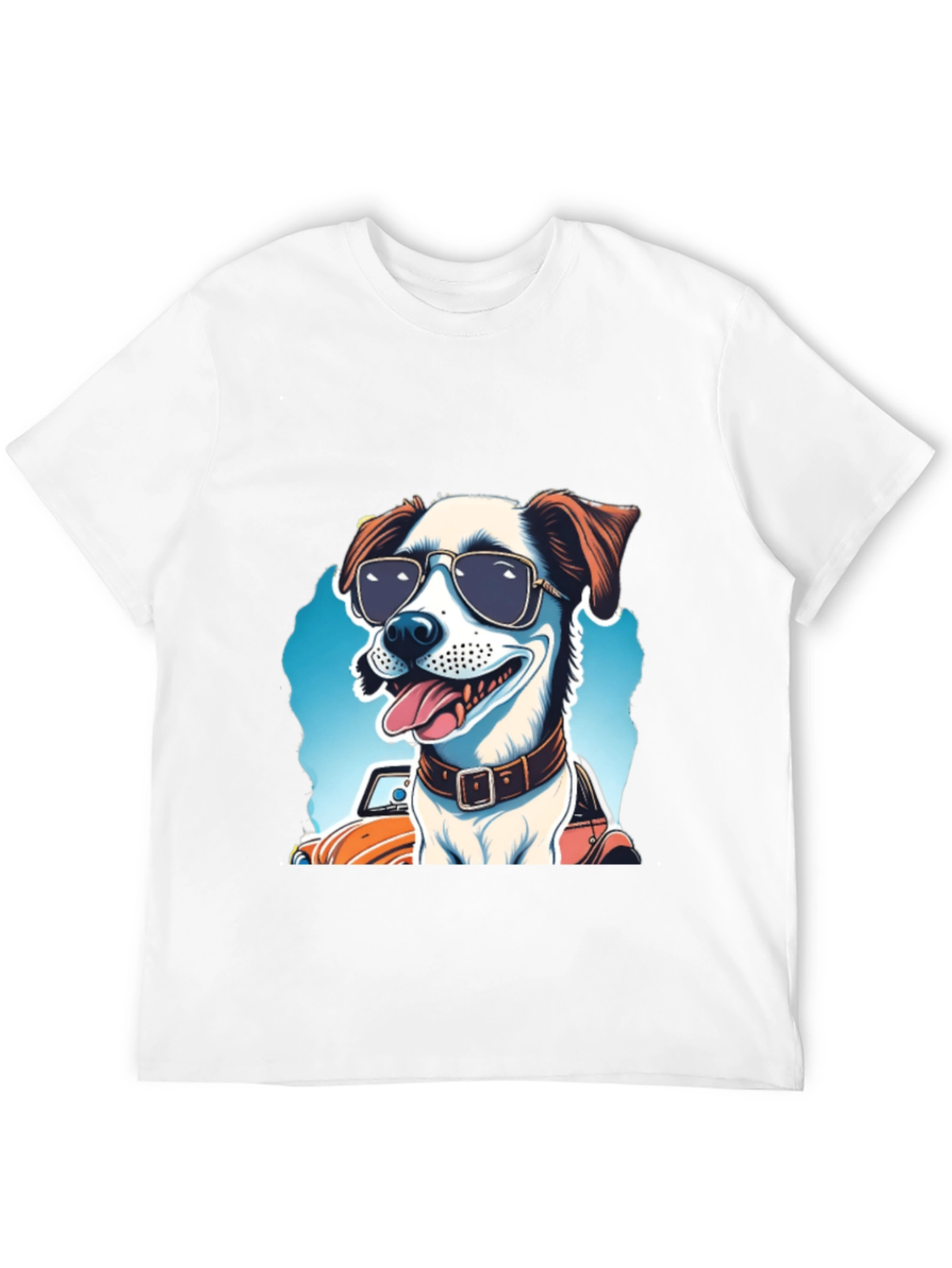 Cool Dog Tee: Sunglasses Pup Car Ride