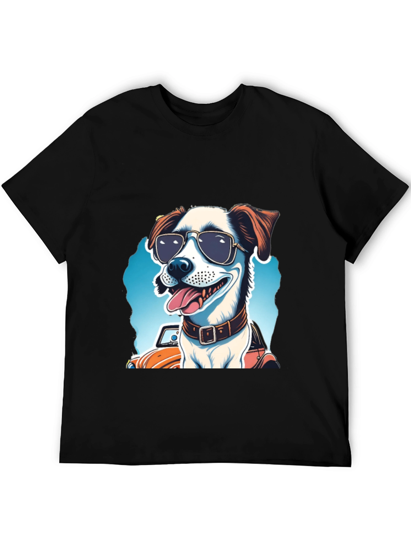 Cool Dog Tee: Sunglasses Pup Car Ride