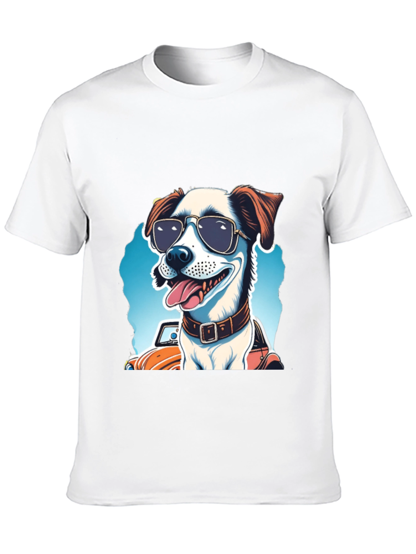 Cool Dog Tee: Sunglasses Pup Car Ride