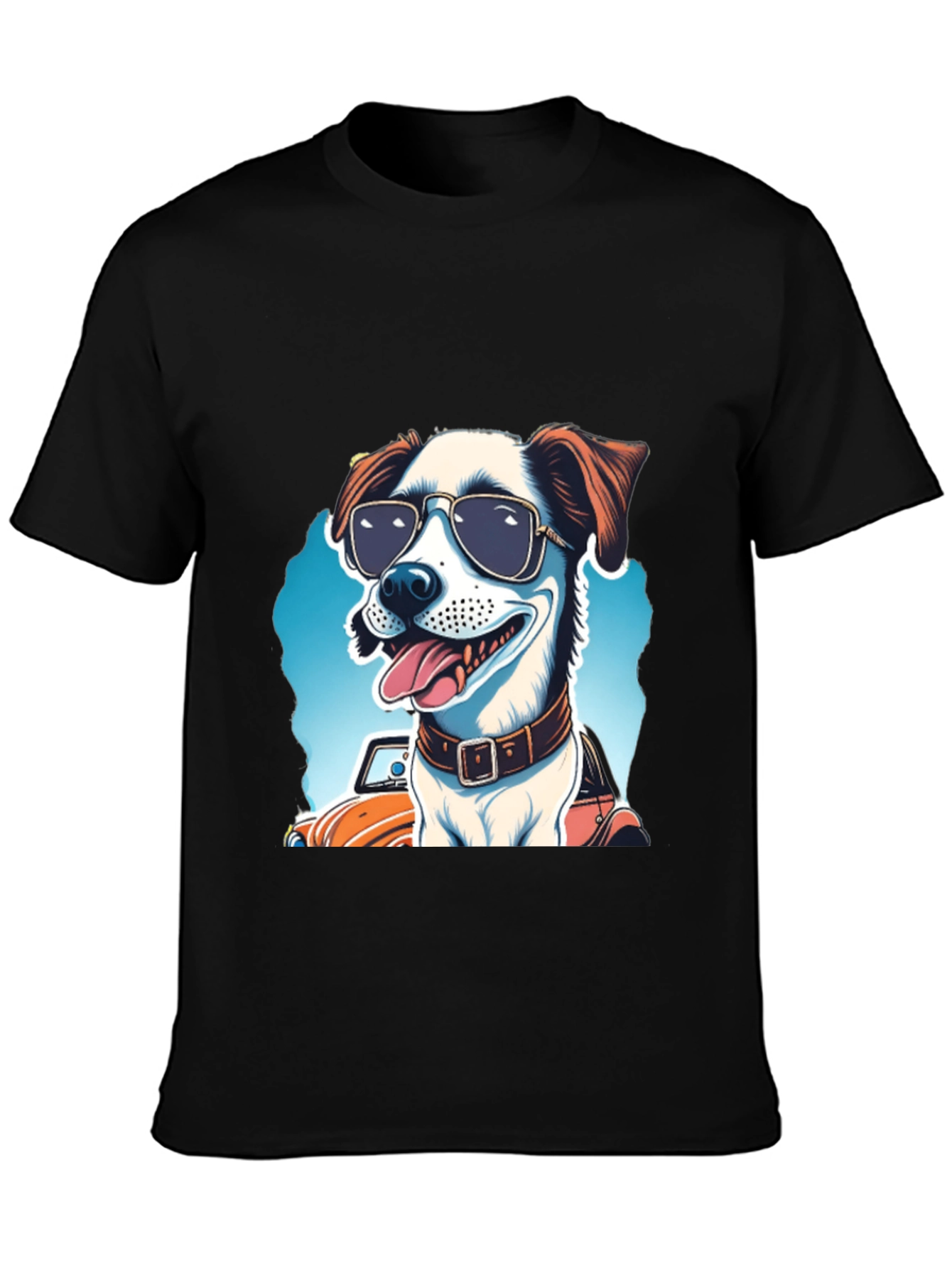 Cool Dog Tee: Sunglasses Pup Car Ride