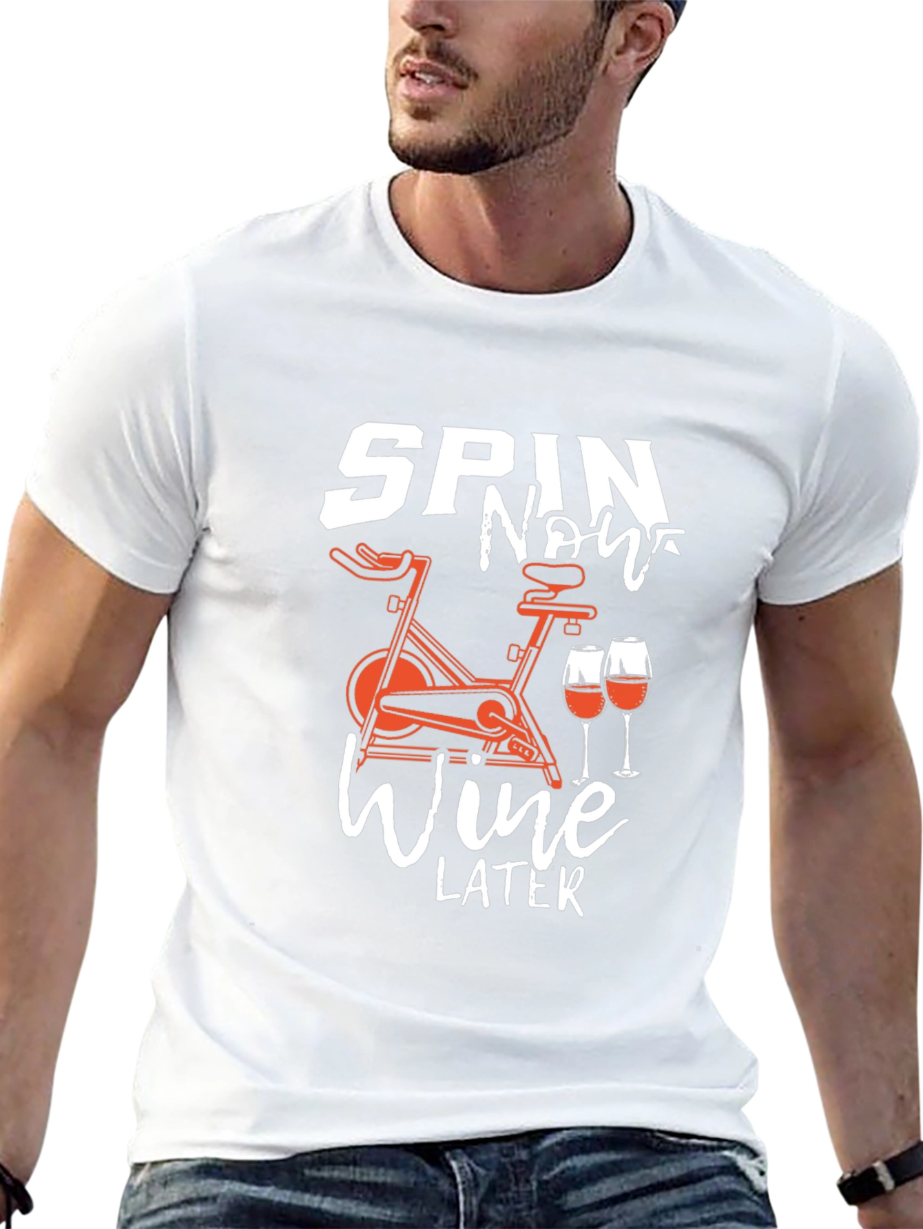 Spin Now Wine Later Black Graphic Tee
