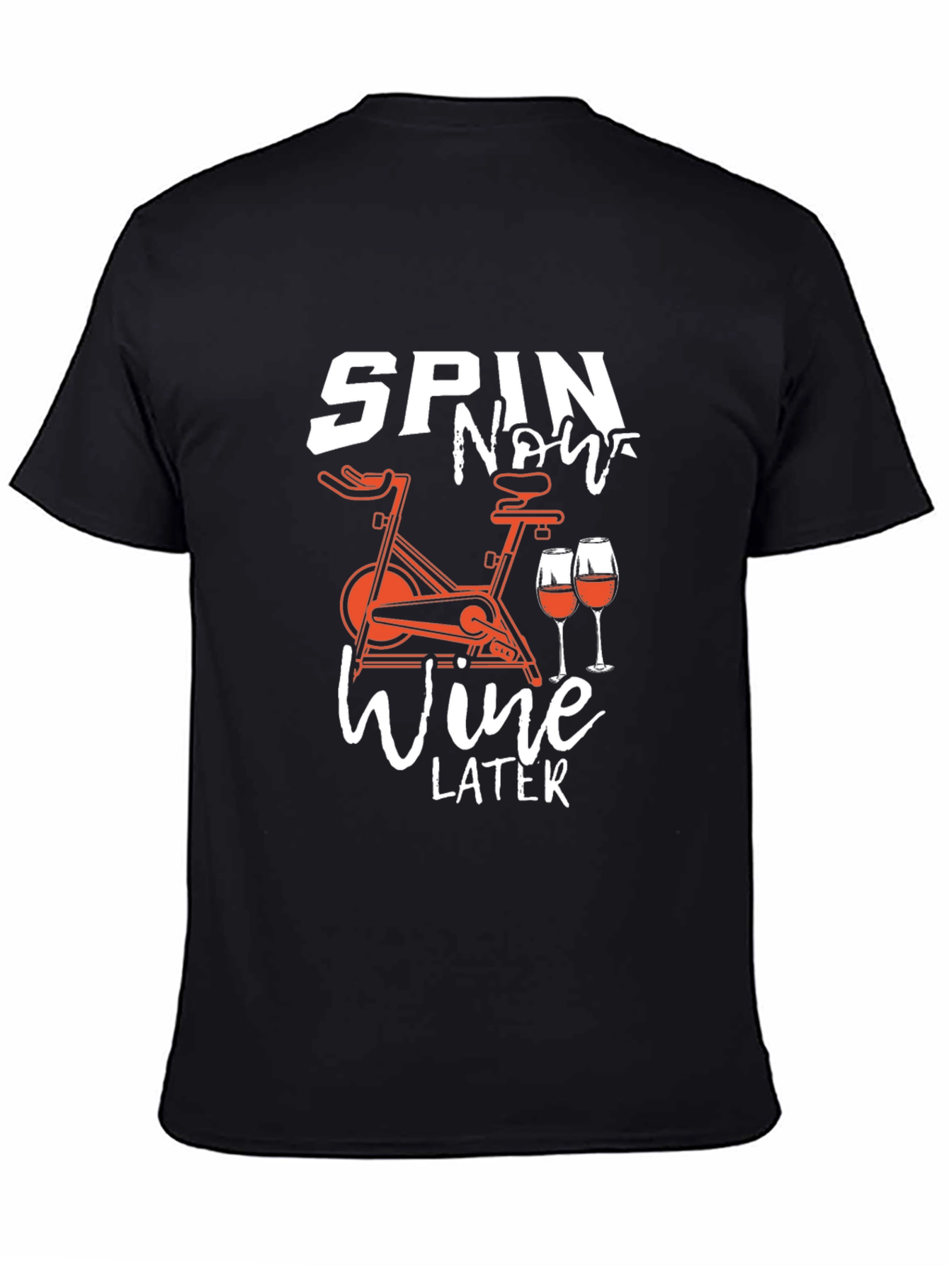 Spin Now Wine Later Black Graphic Tee