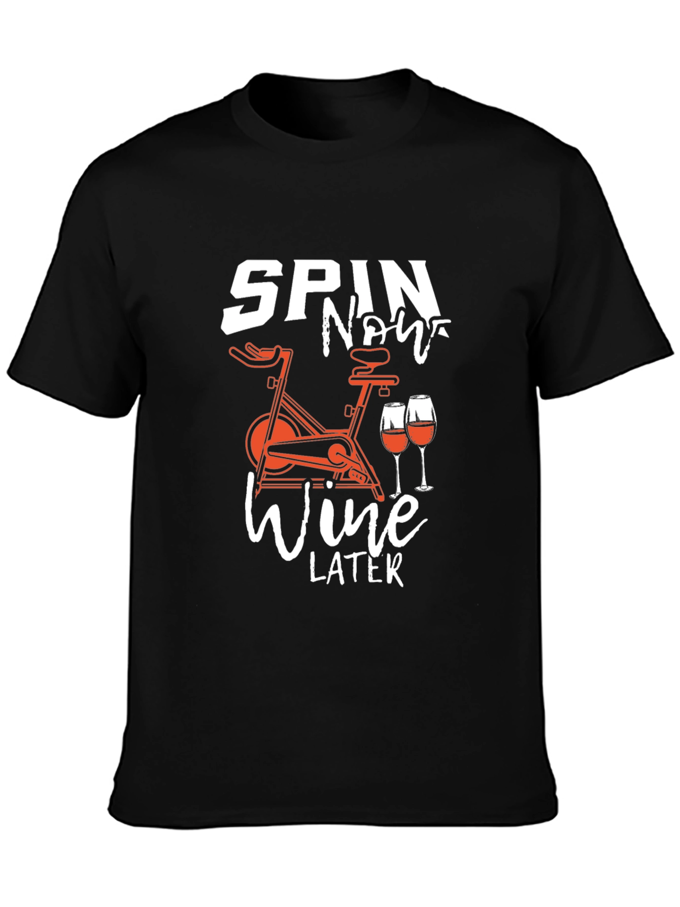 Spin Now Wine Later Black Graphic Tee