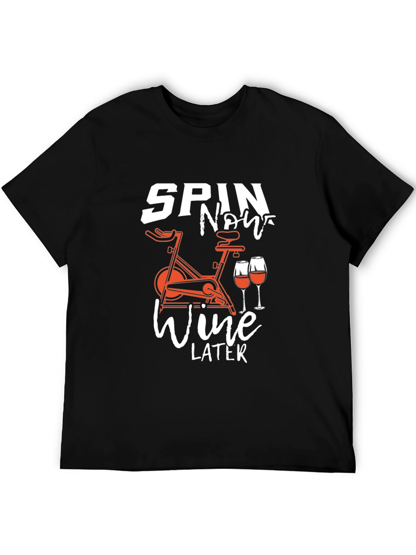 Spin Now Wine Later Black Graphic Tee