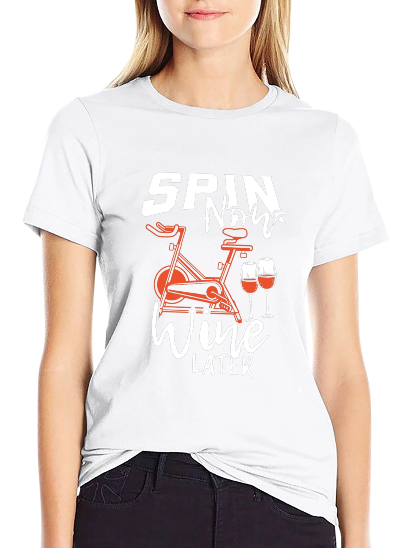 Spin Now Wine Later Black Graphic Tee