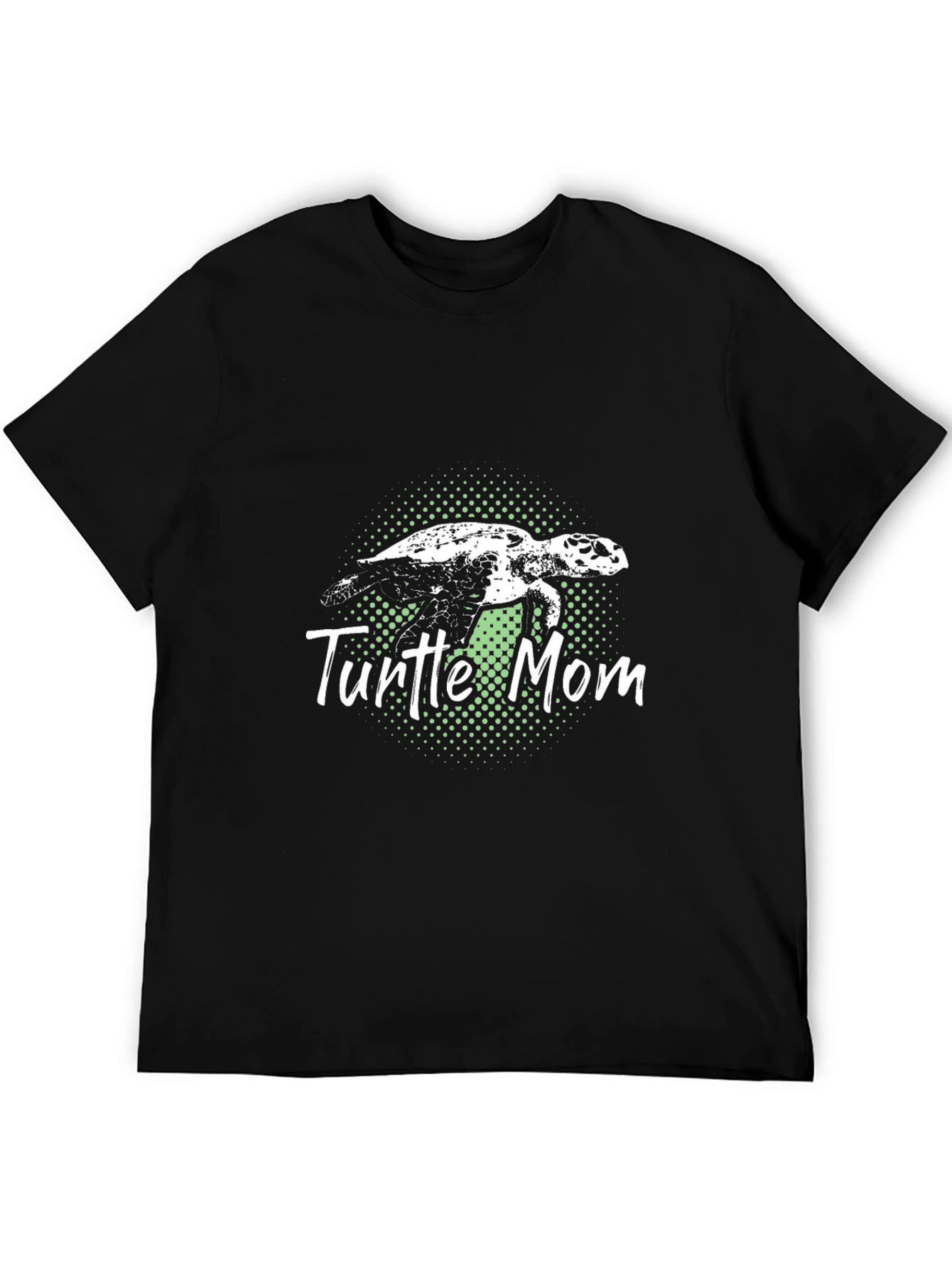 Turtle Mom Graphic Tee - Black Cotton T-Shirt