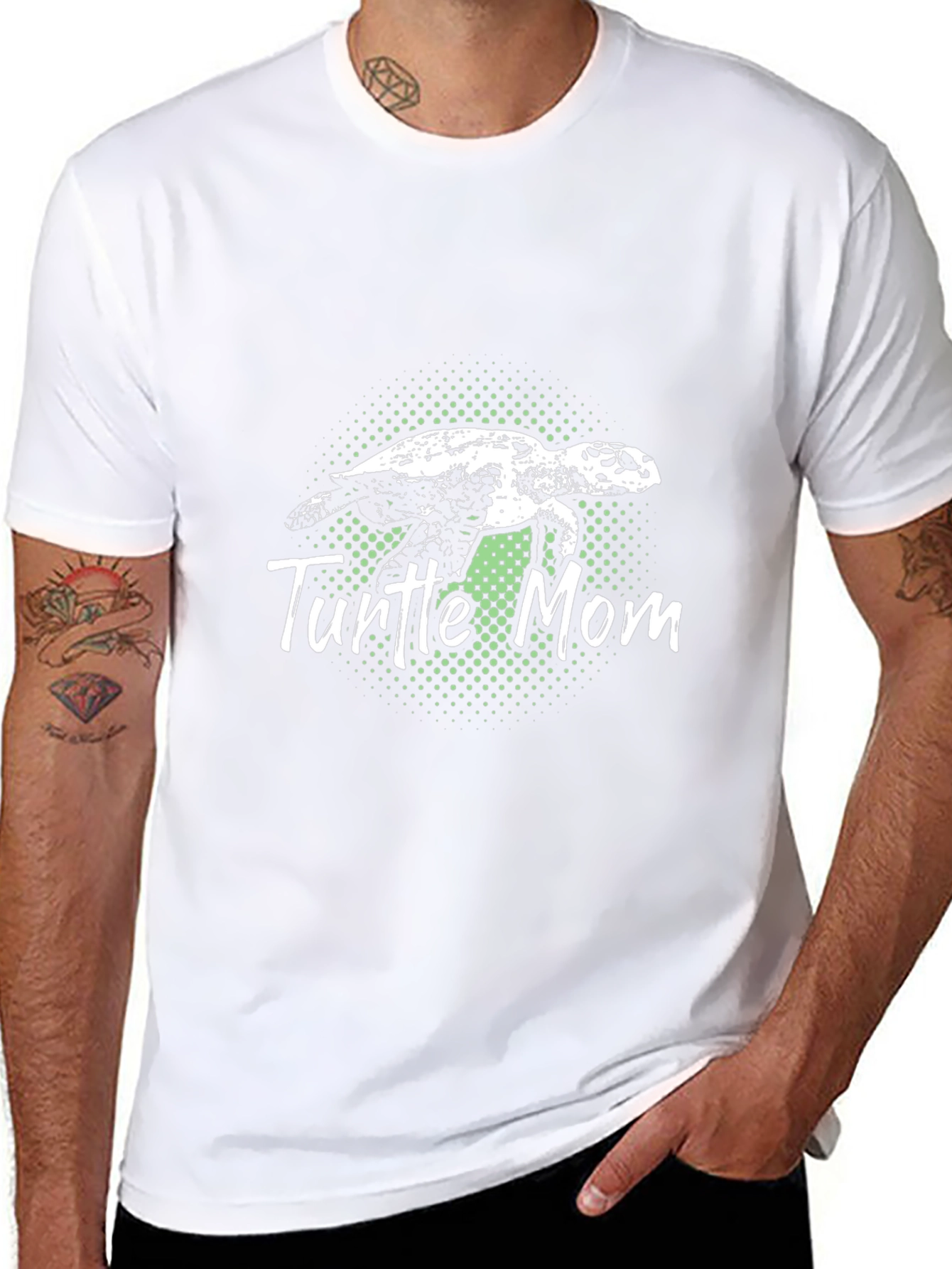 Turtle Mom Graphic Tee - Black Cotton T-Shirt