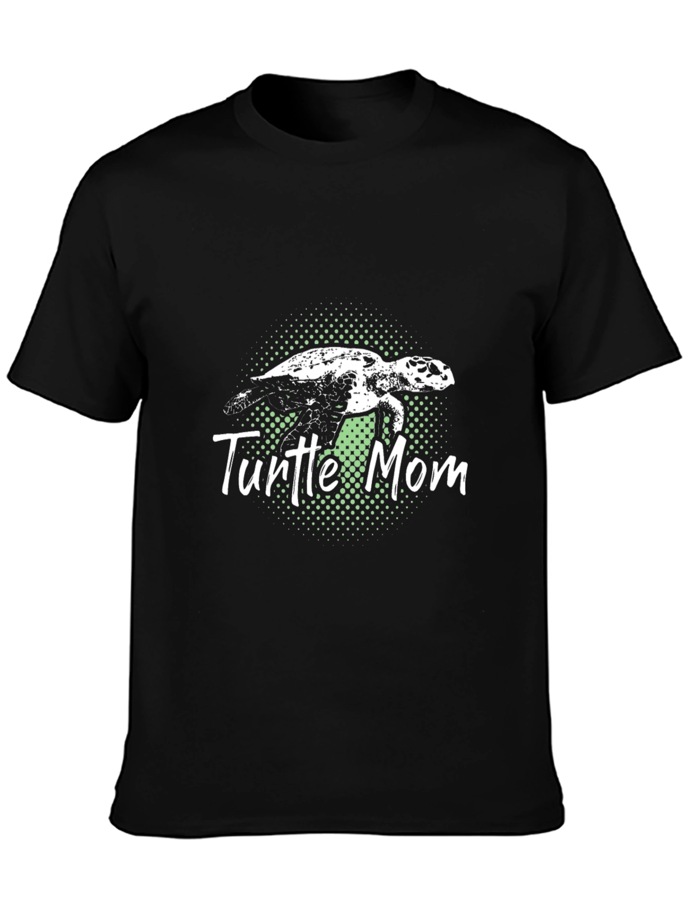 Turtle Mom Graphic Tee - Black Cotton T-Shirt