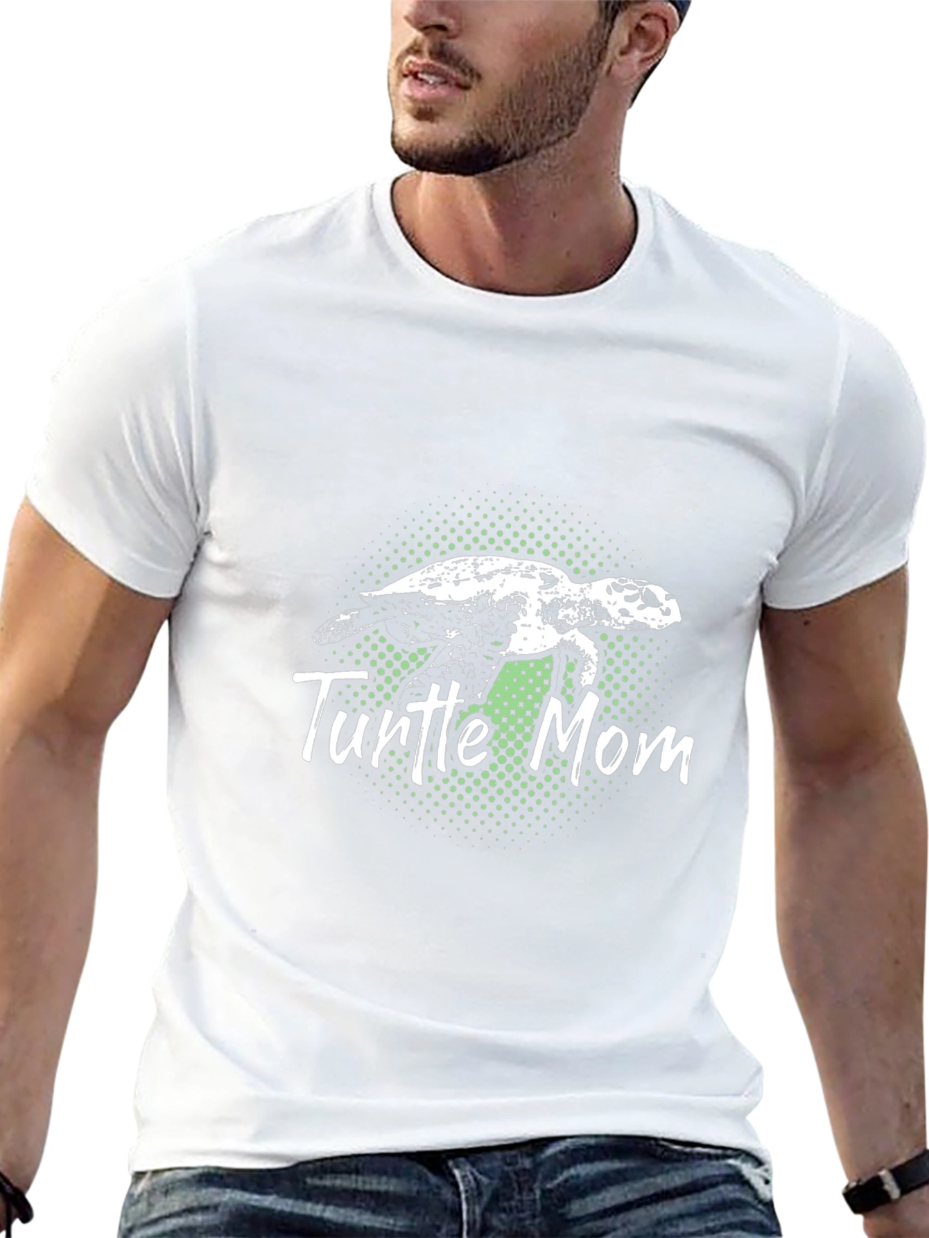 Turtle Mom Graphic Tee - Black Cotton T-Shirt