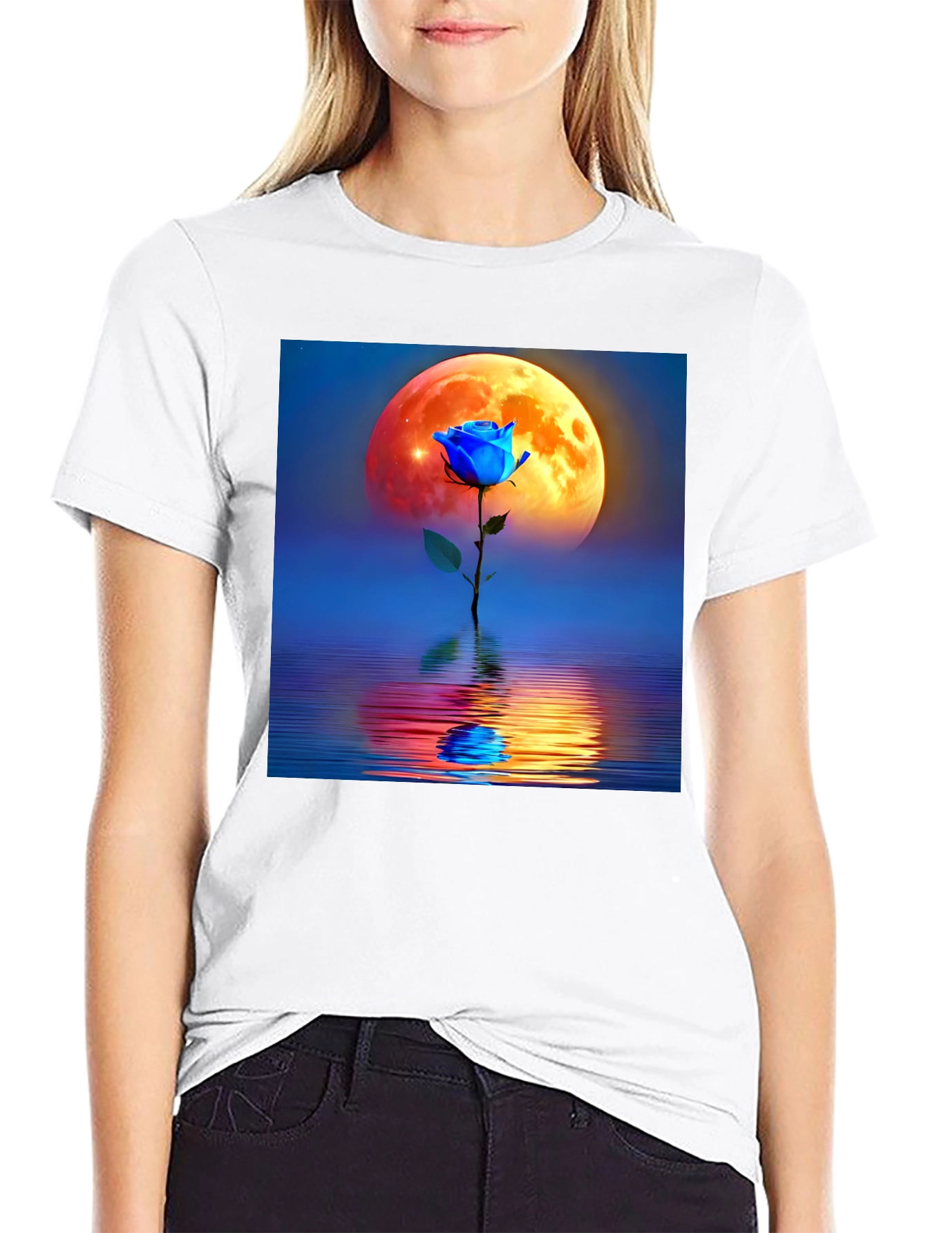 Blue Rose Moon Graphic Tee