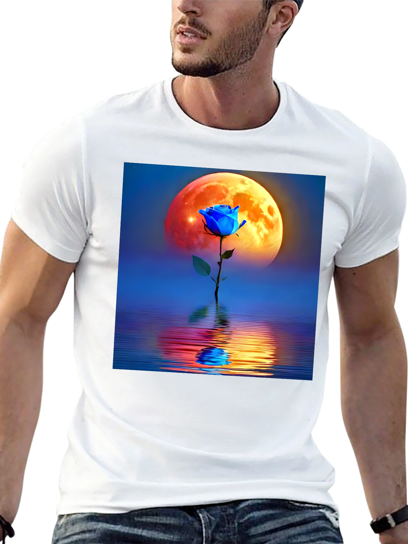 Blue Rose Moon Graphic Tee