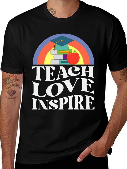 Teach Love Inspire, Teacher Inspirational Quotes Basic Graphic T-Shirt – Daily Comfort In Soft Cotton