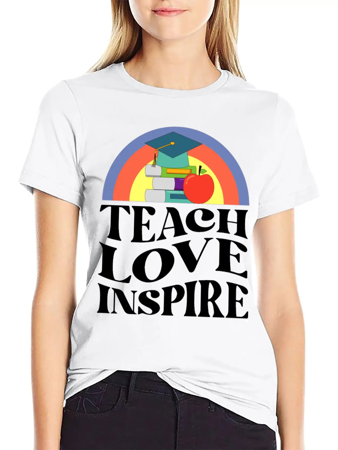 Teach Love Inspire, Teacher Inspirational Quotes Basic Graphic T-Shirt – Daily Comfort In Soft Cotton
