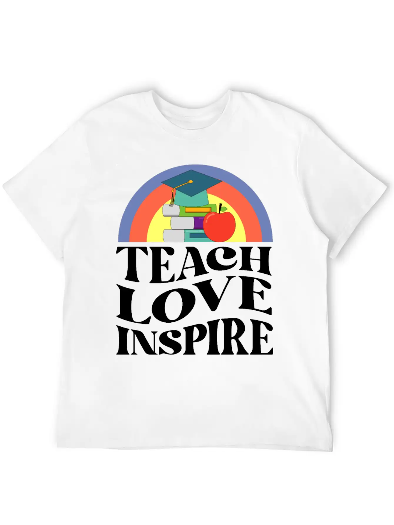 Teach Love Inspire, Teacher Inspirational Quotes Basic Graphic T-Shirt – Daily Comfort In Soft Cotton
