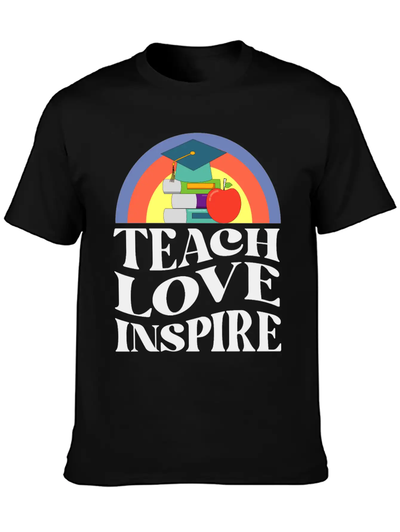 Teach Love Inspire, Teacher Inspirational Quotes Basic Graphic T-Shirt – Daily Comfort In Soft Cotton
