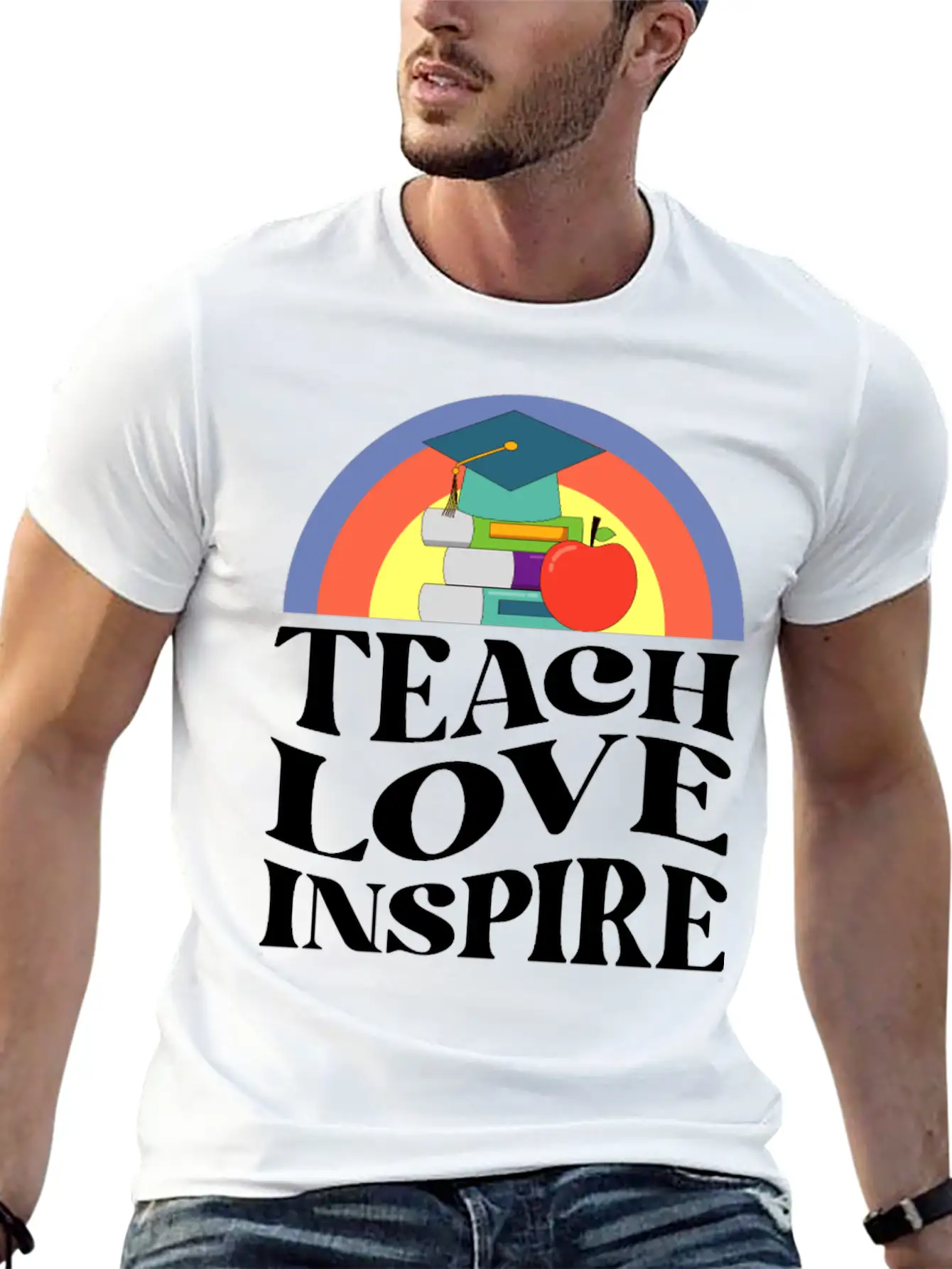 Teach Love Inspire, Teacher Inspirational Quotes Basic Graphic T-Shirt – Daily Comfort In Soft Cotton