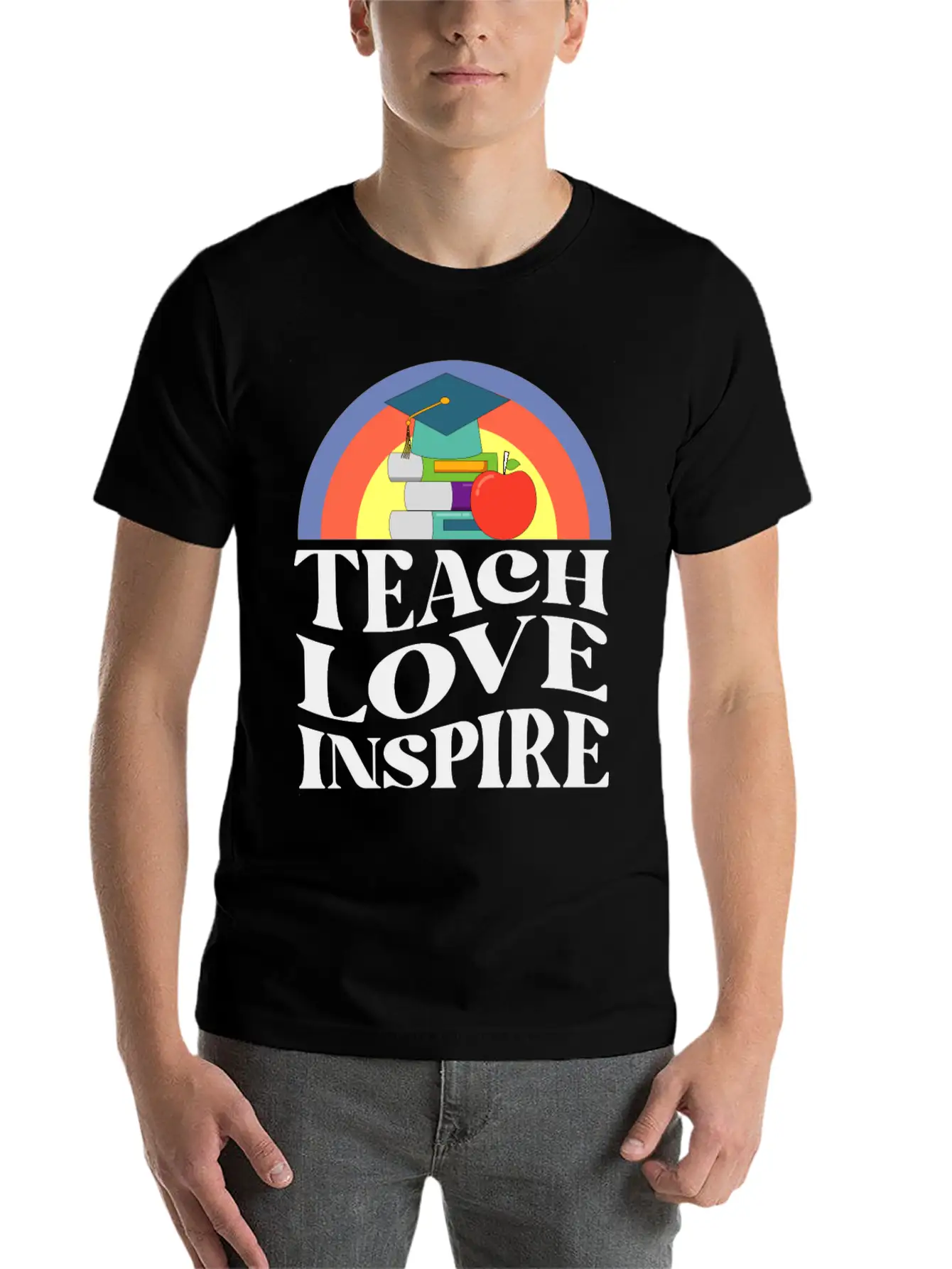 Teach Love Inspire, Teacher Inspirational Quotes Basic Graphic T-Shirt – Daily Comfort In Soft Cotton