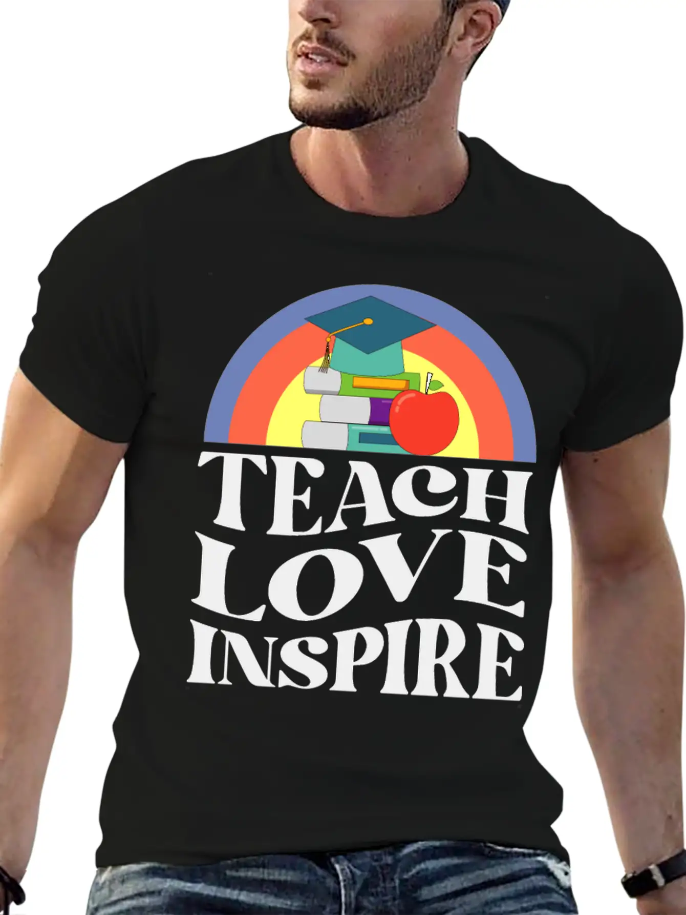 Teach Love Inspire, Teacher Inspirational Quotes Basic Graphic T-Shirt – Daily Comfort In Soft Cotton