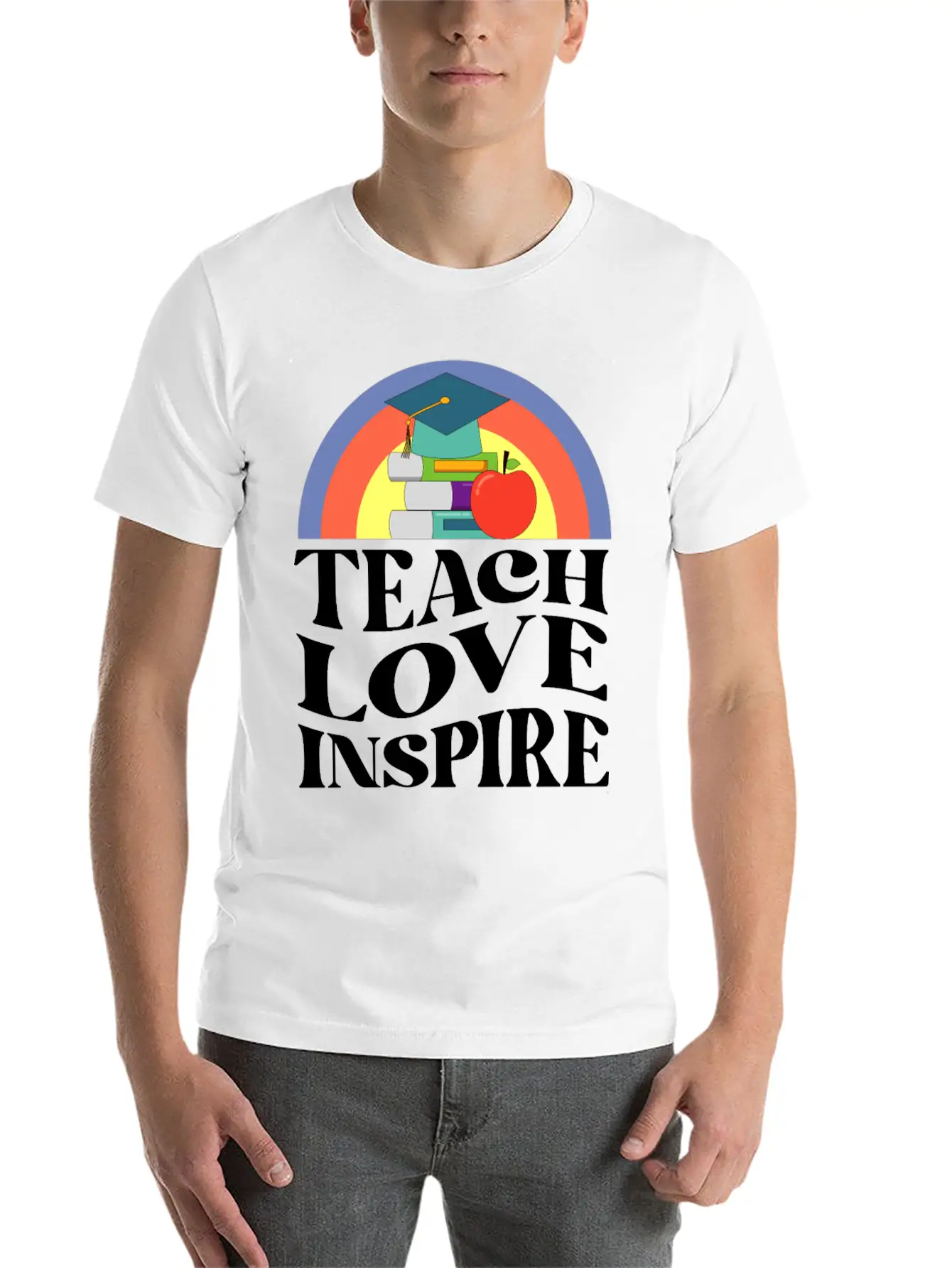 Teach Love Inspire, Teacher Inspirational Quotes Basic Graphic T-Shirt – Daily Comfort In Soft Cotton