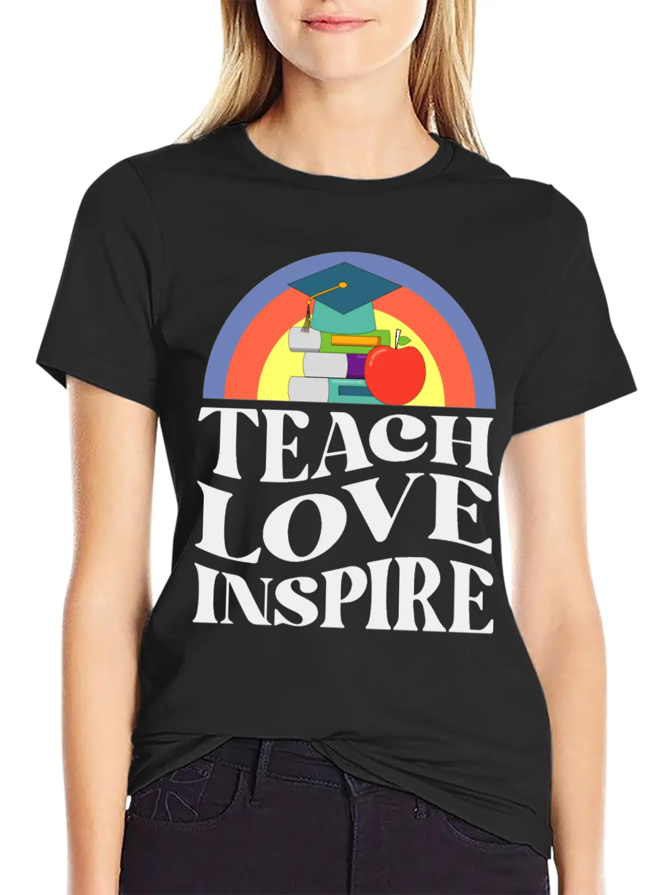 Teach Love Inspire, Teacher Inspirational Quotes Basic Graphic T-Shirt – Daily Comfort In Soft Cotton