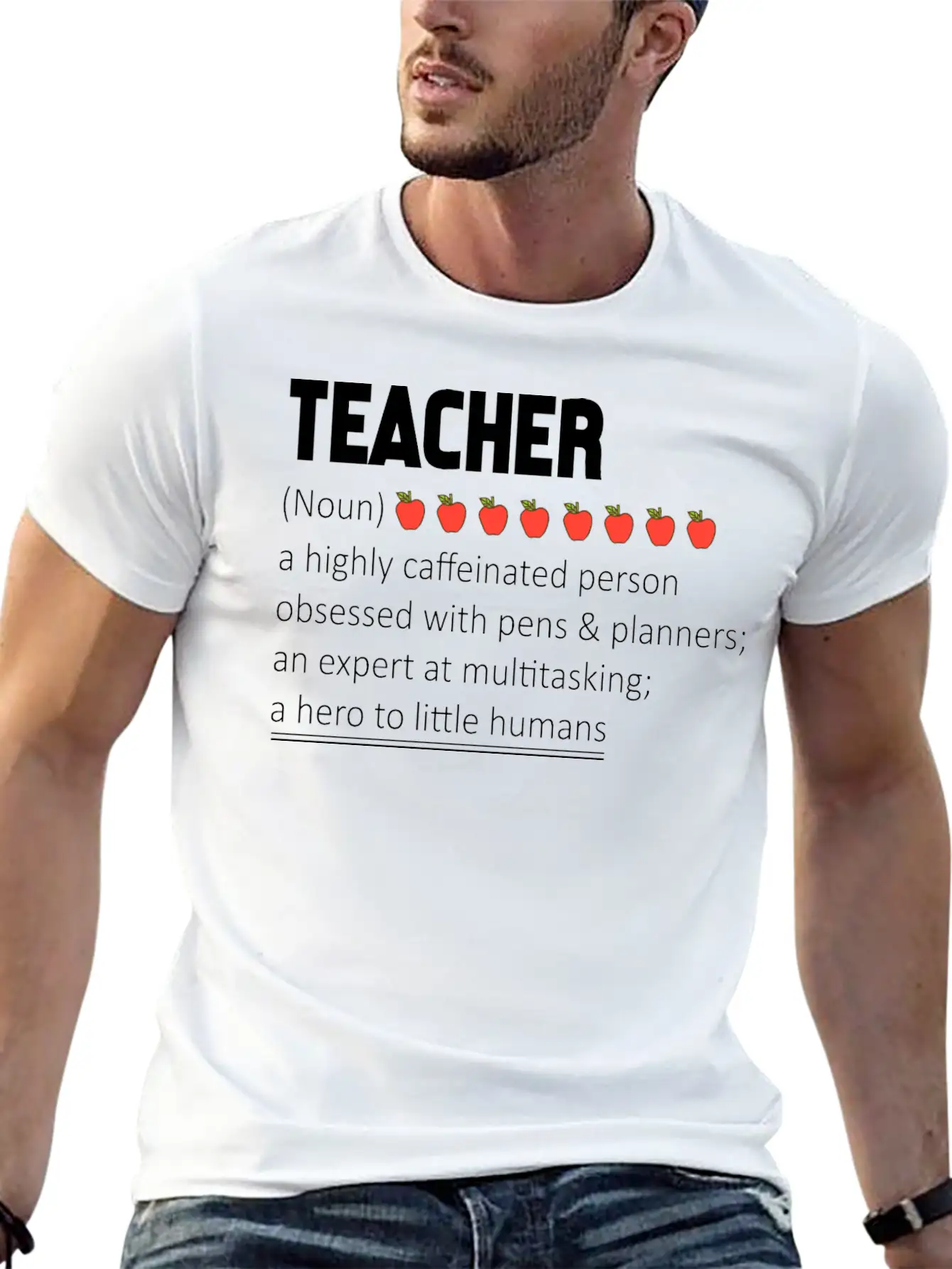 Teacher A Highly Caffeinated Person Obsessed Stylish Everyday T-Shirt – Unisex Basic Cotton Tee