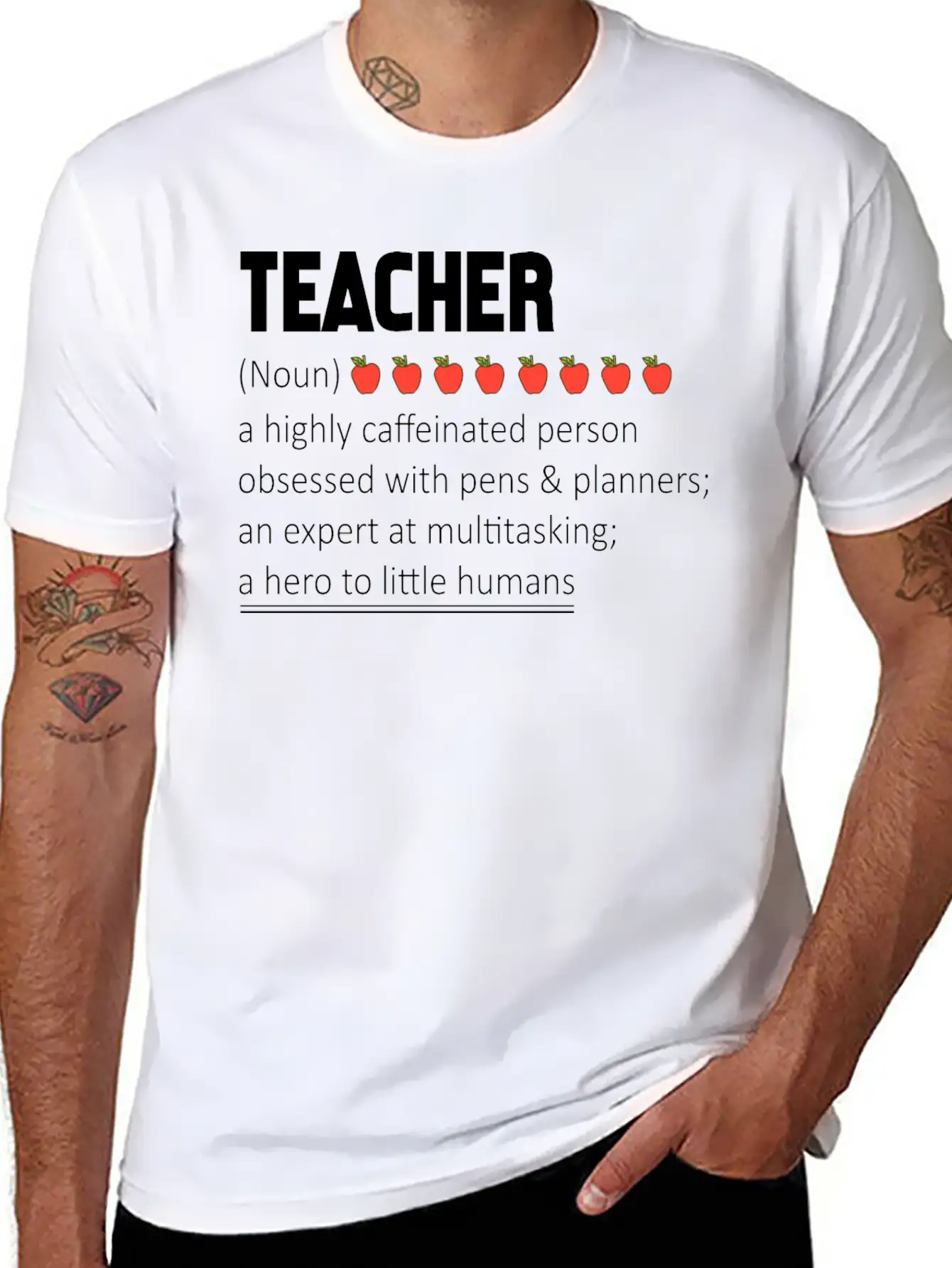 Teacher A Highly Caffeinated Person Obsessed Stylish Everyday T-Shirt – Unisex Basic Cotton Tee