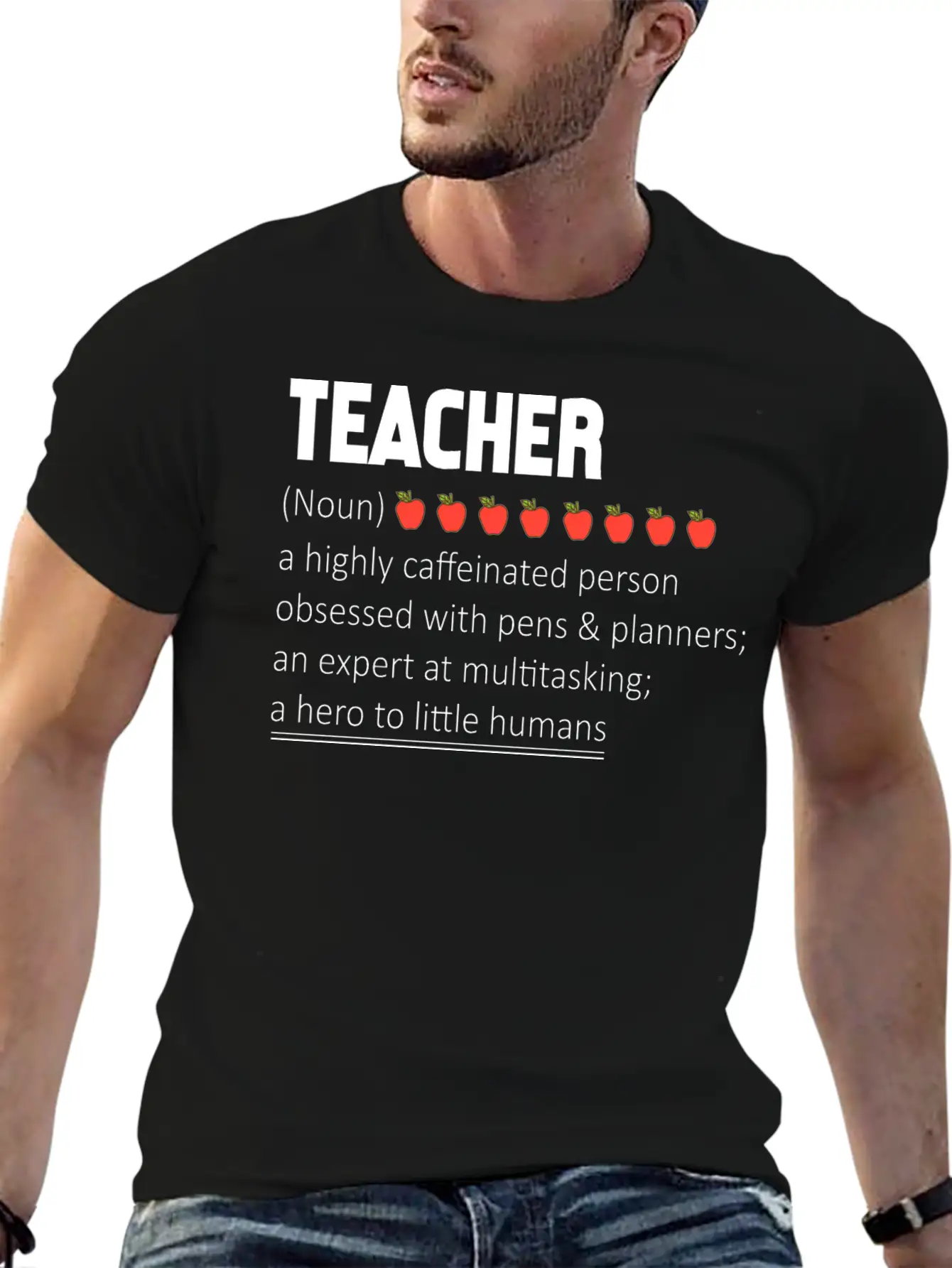 Teacher A Highly Caffeinated Person Obsessed Stylish Everyday T-Shirt – Unisex Basic Cotton Tee