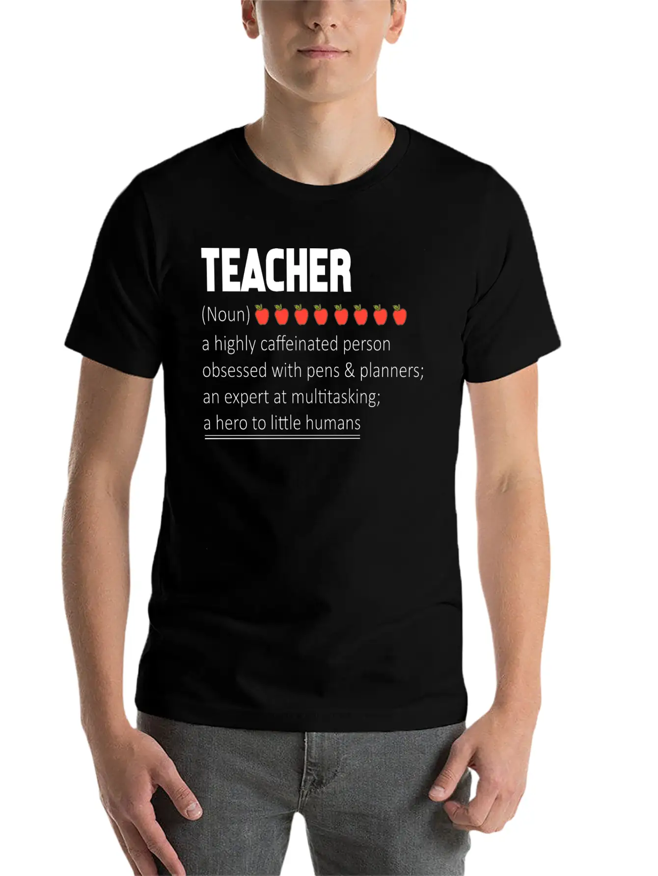 Teacher A Highly Caffeinated Person Obsessed Stylish Everyday T-Shirt – Unisex Basic Cotton Tee