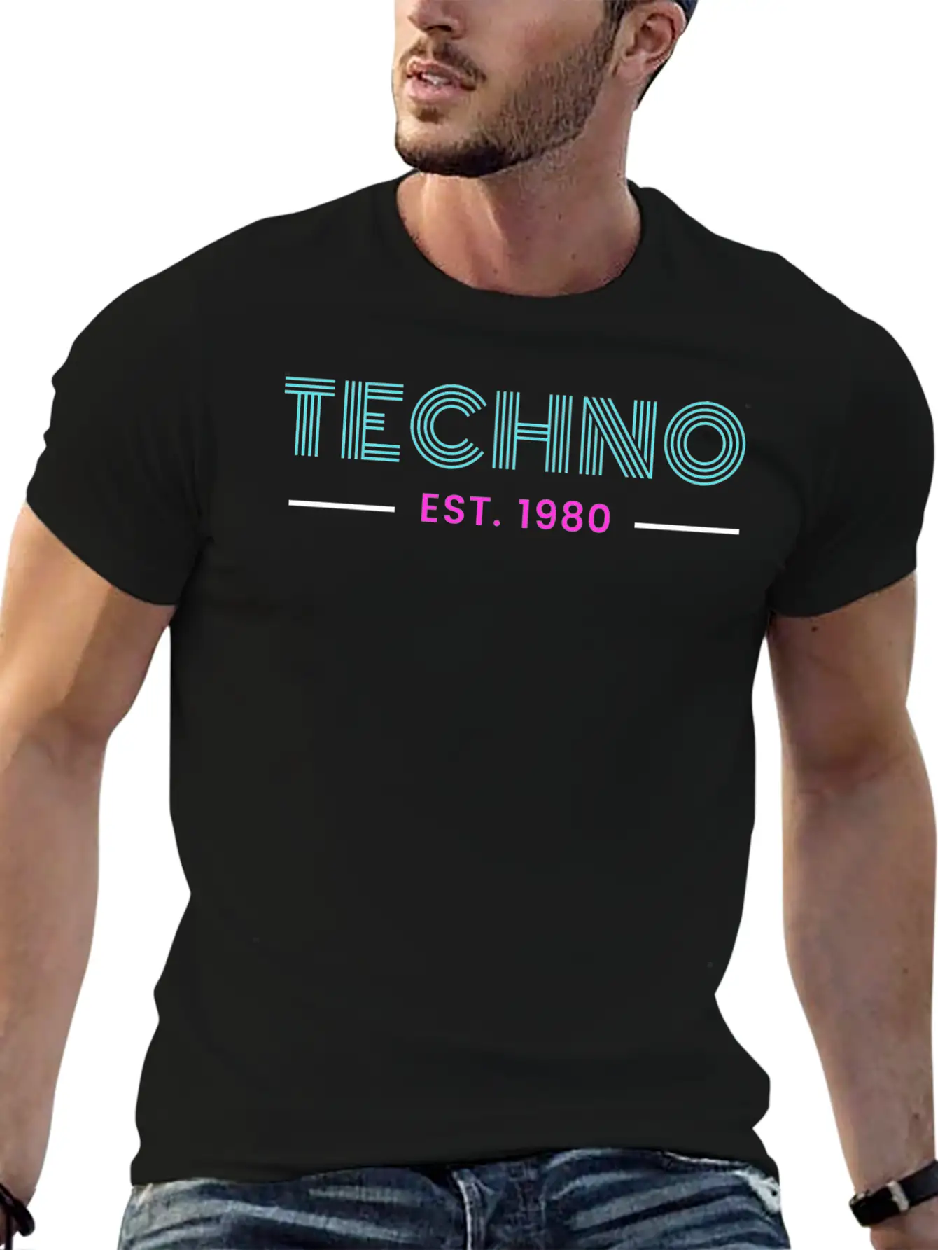 Techno Est 1980 Basic Graphic T-Shirt – Daily Comfort In Soft Cotton