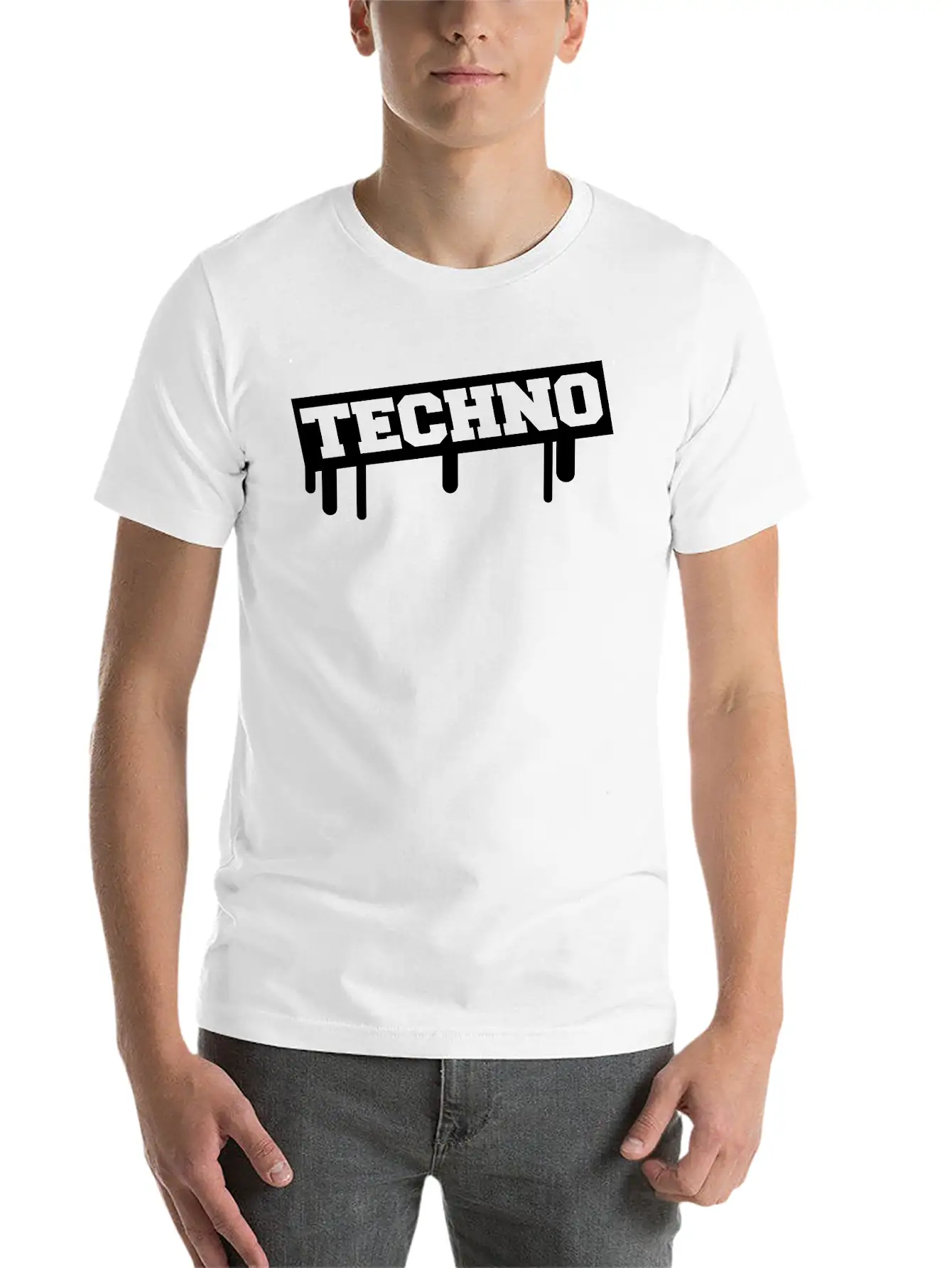 Techno Music Love Graffiti Stamp Quote Party Logo Basic Graphic T-Shirt – Daily Comfort In Soft Cotton