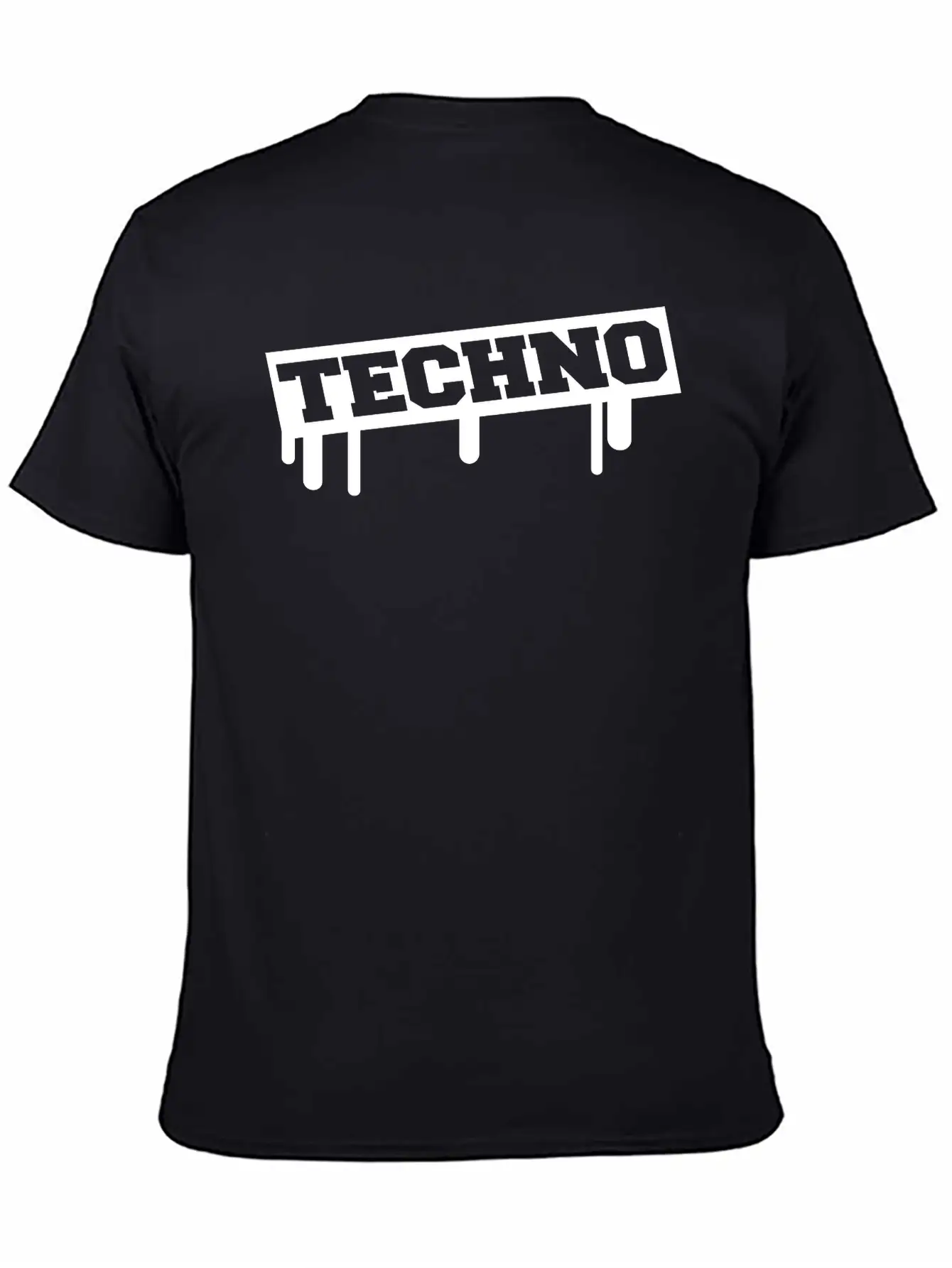 Techno Music Love Graffiti Stamp Quote Party Logo Basic Graphic T-Shirt – Daily Comfort In Soft Cotton