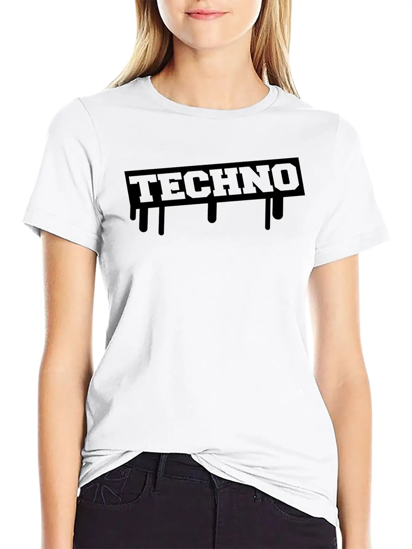 Techno Music Love Graffiti Stamp Quote Party Logo Basic Graphic T-Shirt – Daily Comfort In Soft Cotton