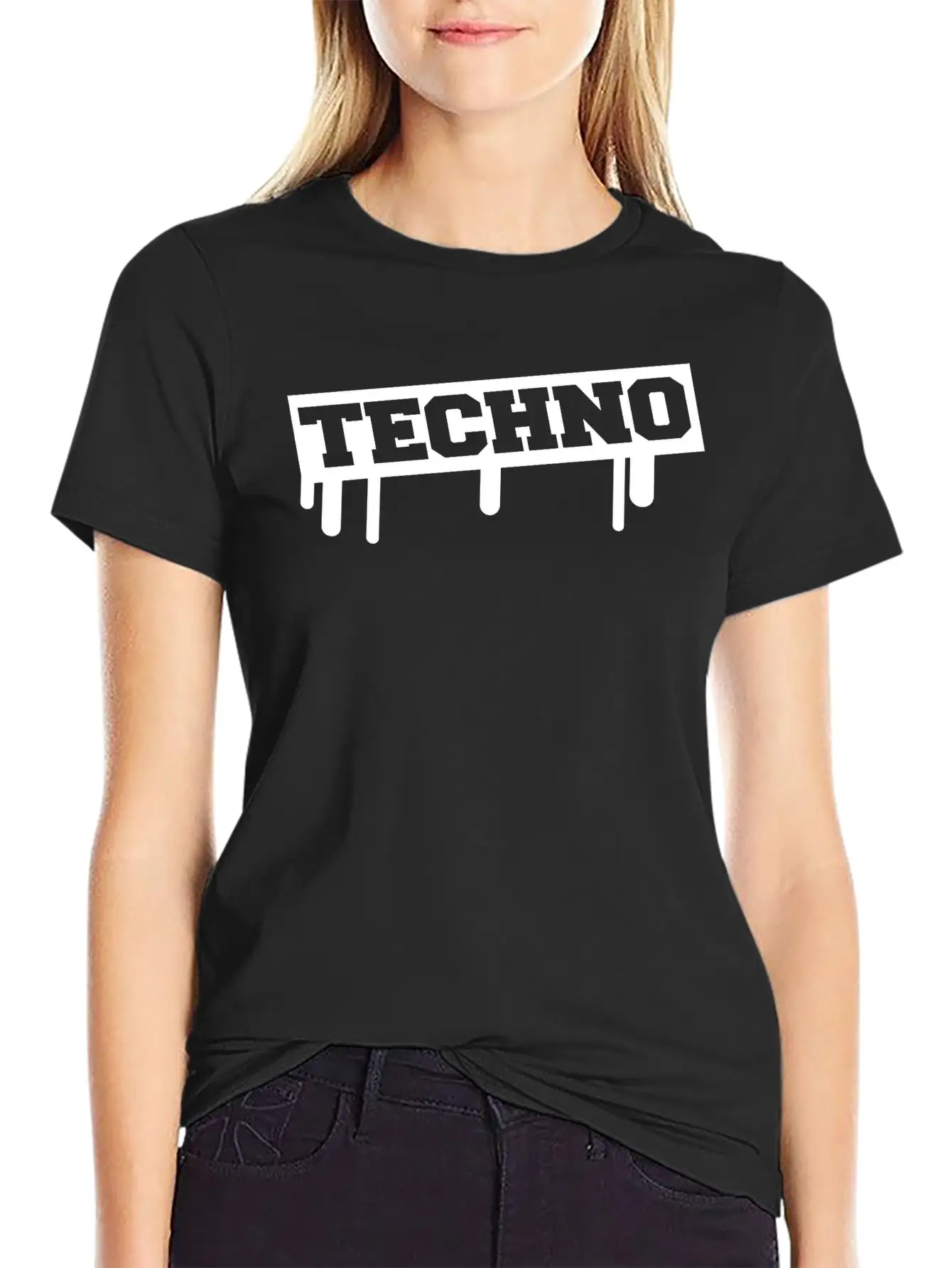 Techno Music Love Graffiti Stamp Quote Party Logo Basic Graphic T-Shirt – Daily Comfort In Soft Cotton