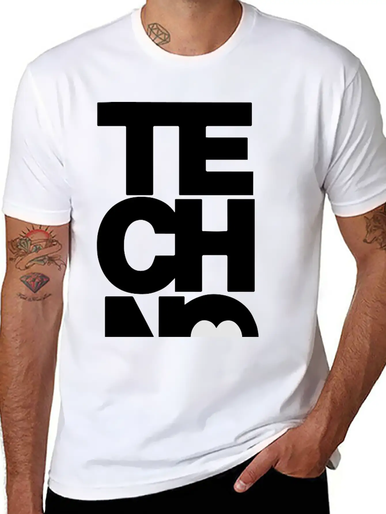 TECHNO MUSIC Unisex Short Sleeve Soft Cotton T-Shirt – Casual Everyday Wear