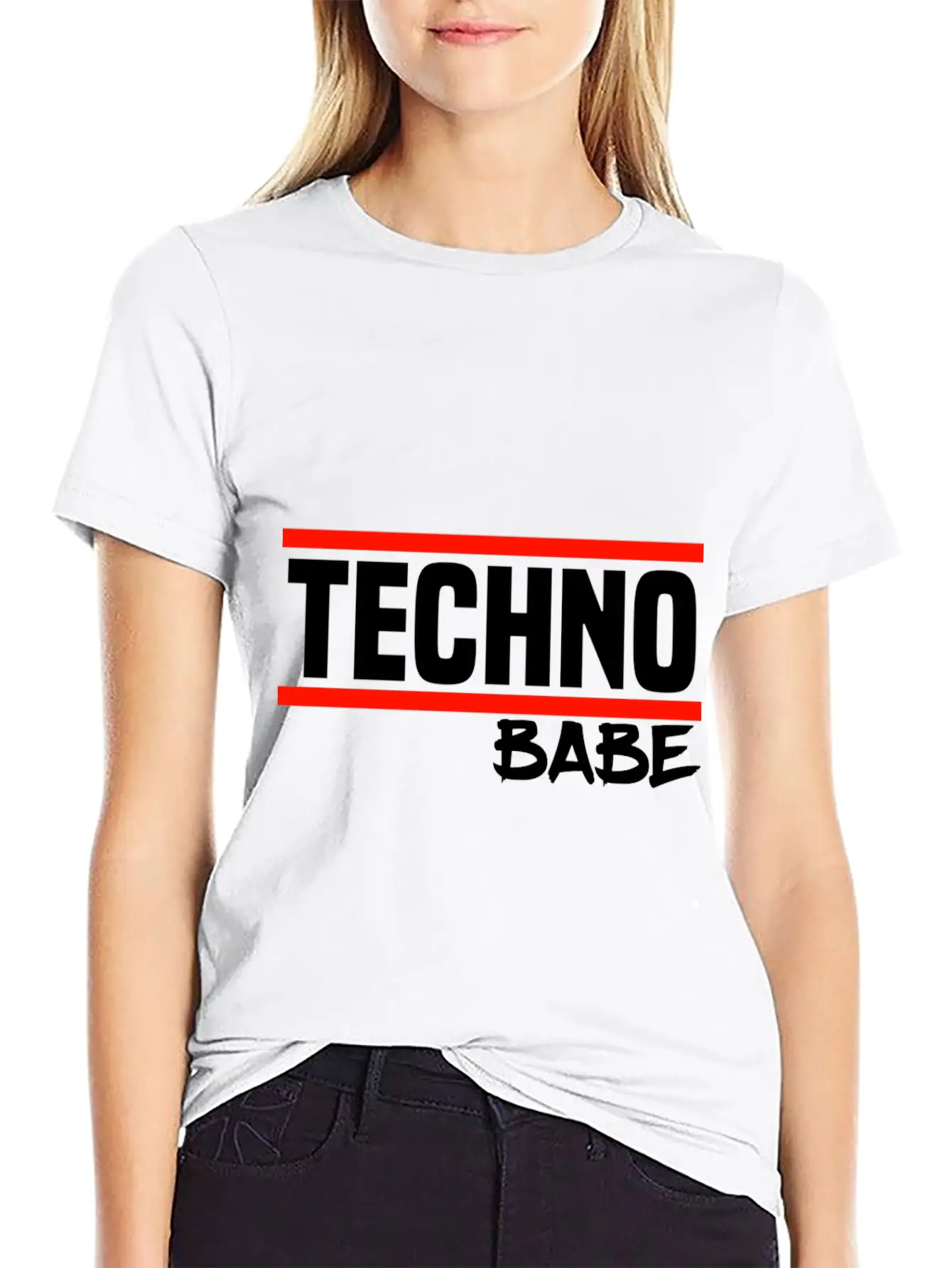 Techno Techno Babe Rave Raver Techno Festival Unisex Short Sleeve Soft Cotton T-Shirt – Casual Everyday Wear