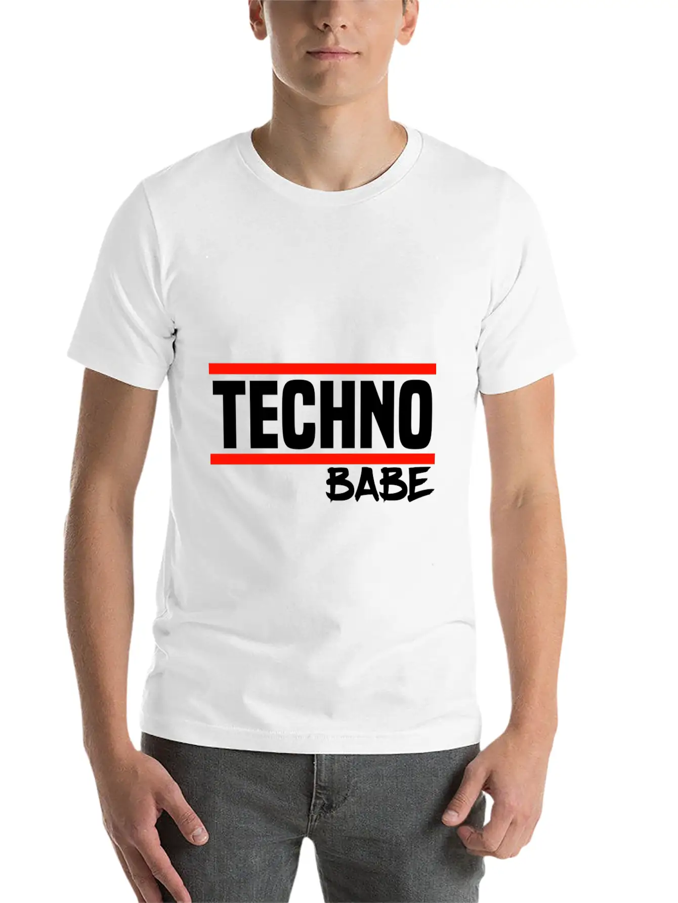 Techno Techno Babe Rave Raver Techno Festival Unisex Short Sleeve Soft Cotton T-Shirt – Casual Everyday Wear