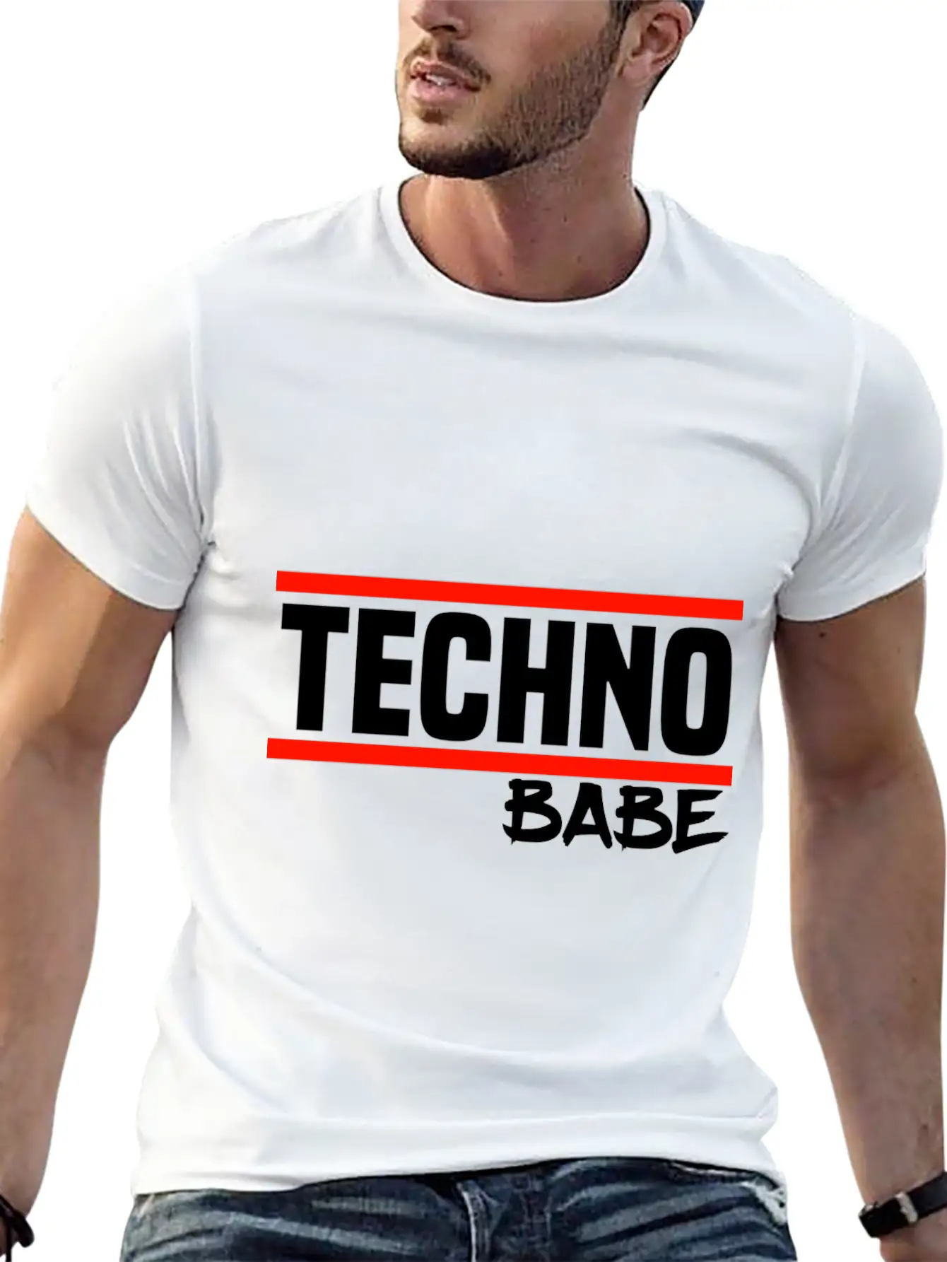 Techno Techno Babe Rave Raver Techno Festival Unisex Short Sleeve Soft Cotton T-Shirt – Casual Everyday Wear
