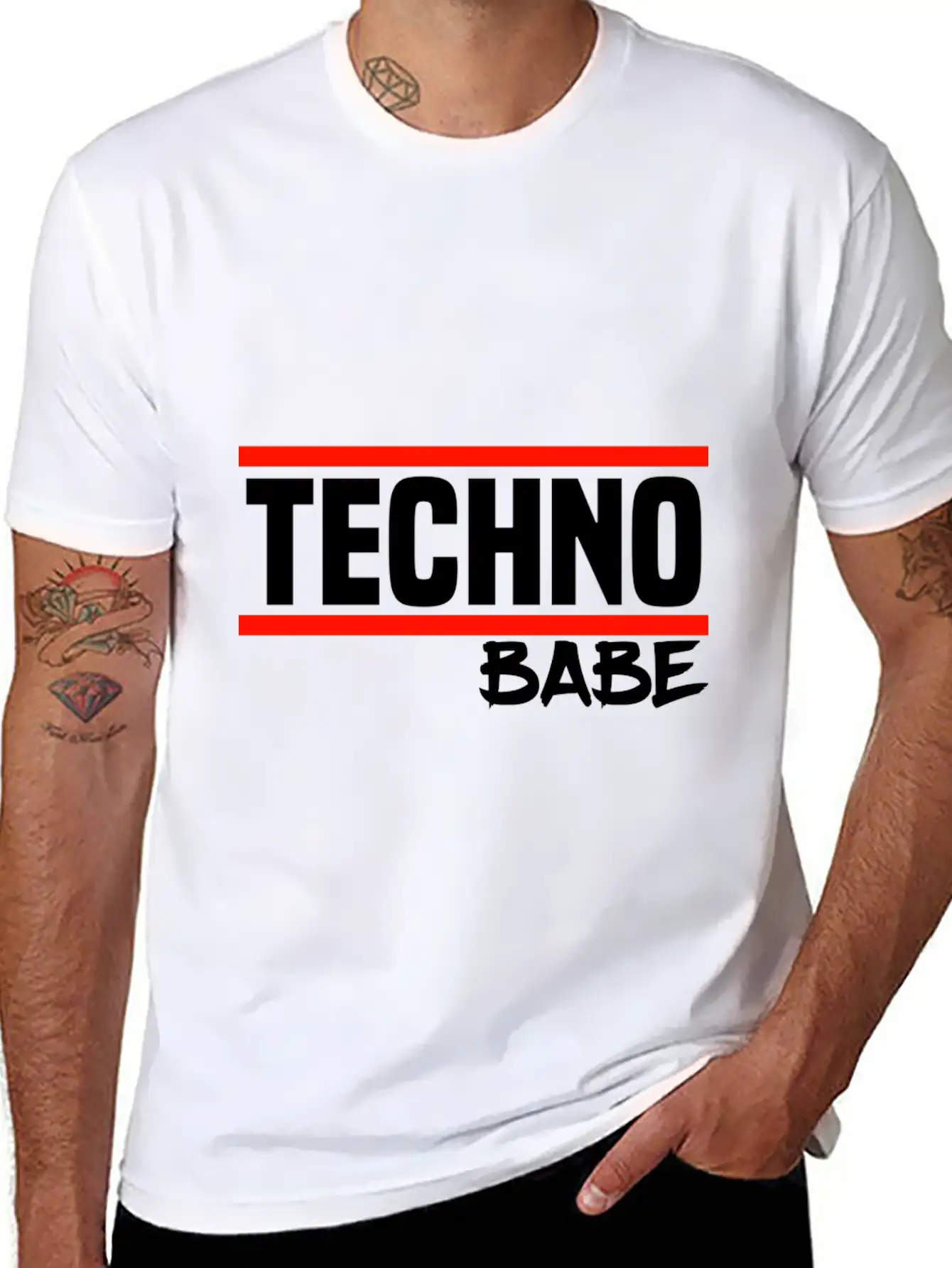 Techno Techno Babe Rave Raver Techno Festival Unisex Short Sleeve Soft Cotton T-Shirt – Casual Everyday Wear