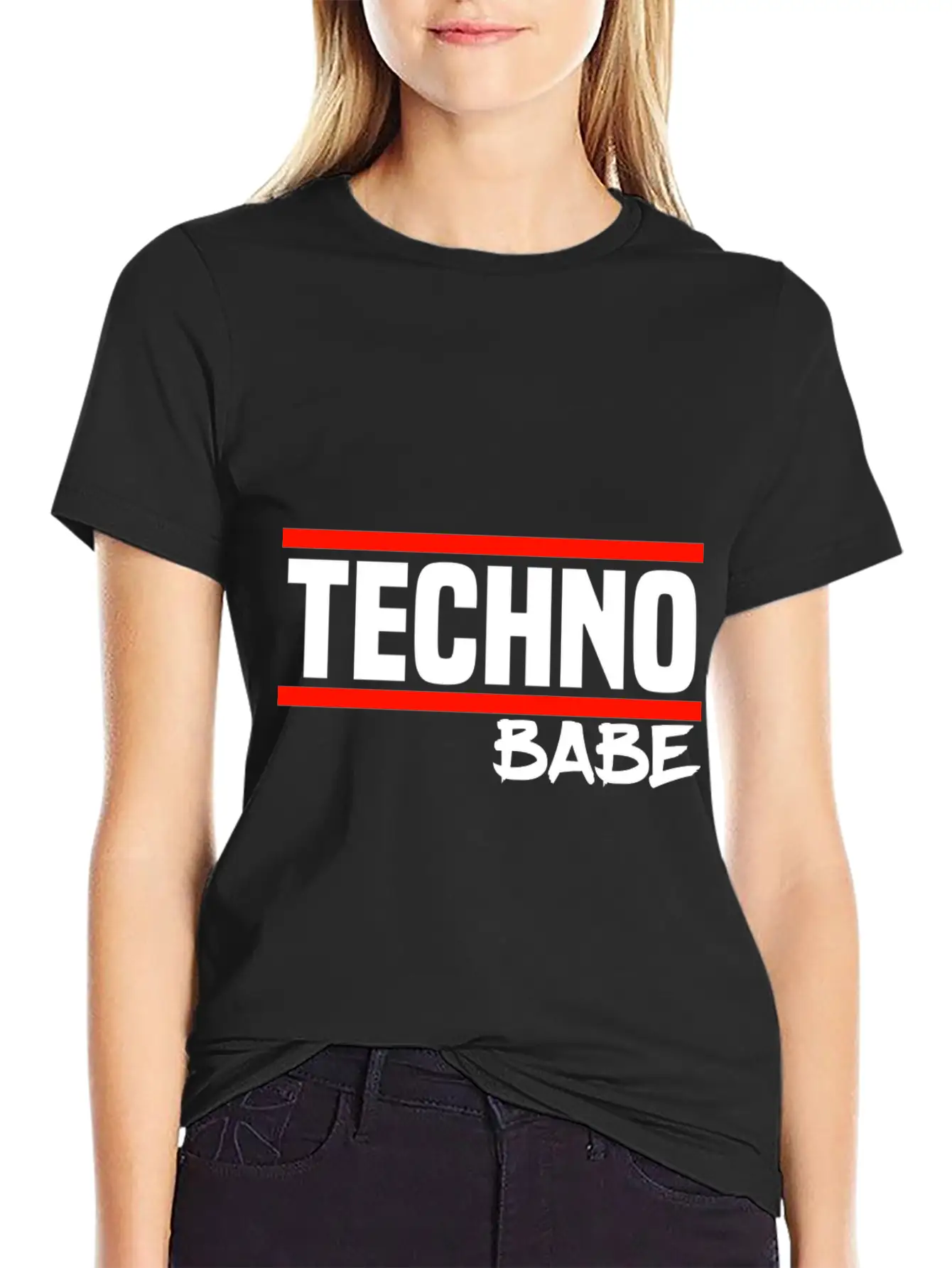 Techno Techno Babe Rave Raver Techno Festival Unisex Short Sleeve Soft Cotton T-Shirt – Casual Everyday Wear