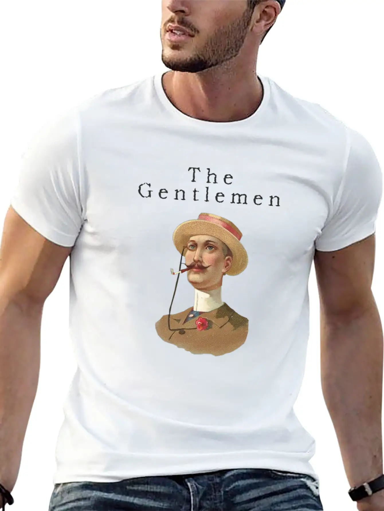 Tee Shirt Gentlemen Vintage Unisex Short Sleeve Soft Cotton T-Shirt – Casual Everyday Wear