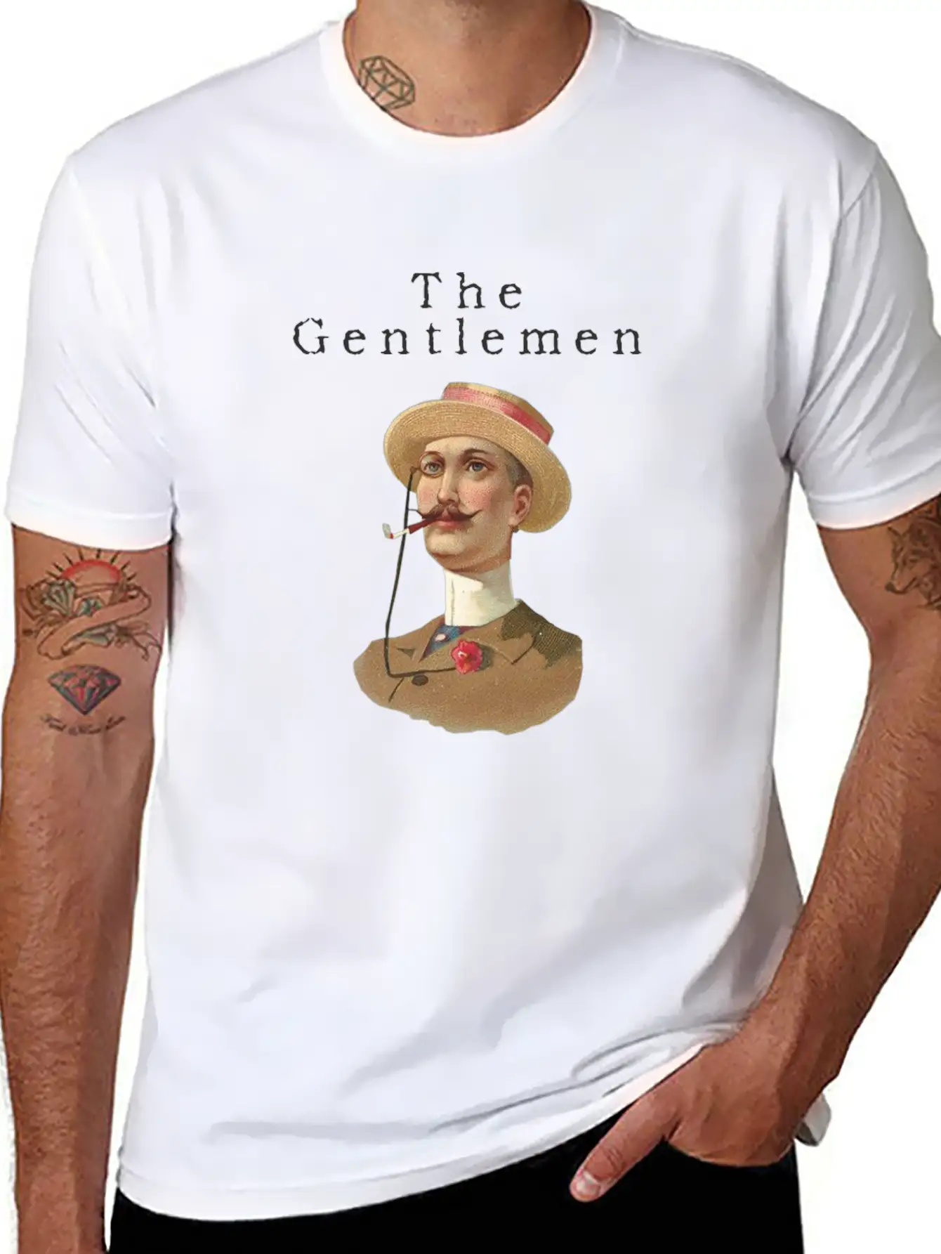 Tee Shirt Gentlemen Vintage Unisex Short Sleeve Soft Cotton T-Shirt – Casual Everyday Wear
