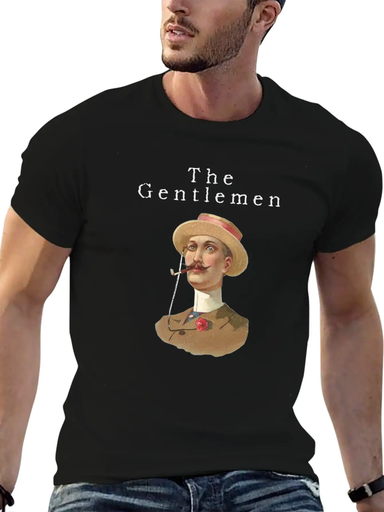 Tee Shirt Gentlemen Vintage Unisex Short Sleeve Soft Cotton T-Shirt – Casual Everyday Wear