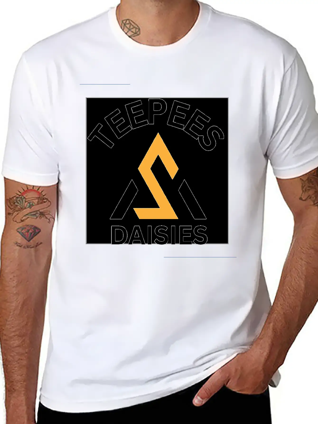 Teepees Daisies Unisex Short Sleeve Soft Cotton T-Shirt – Casual Everyday Wear