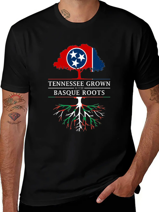 Tennessee Grown With Basque Roots Basque Design Unisex Short Sleeve Soft Cotton T-Shirt – Casual Everyday Wear